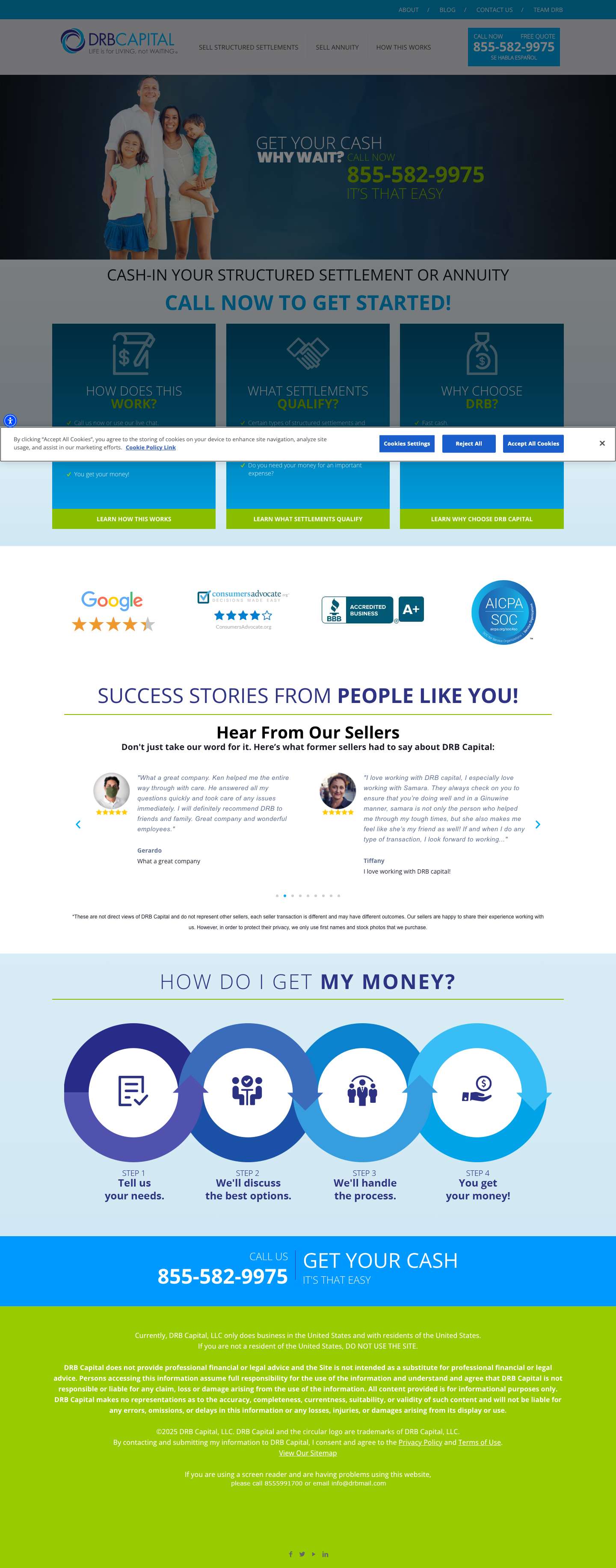 Sell Annuity & Structured Settlement Payments for Cash | DRB Capital - Full Screenshot