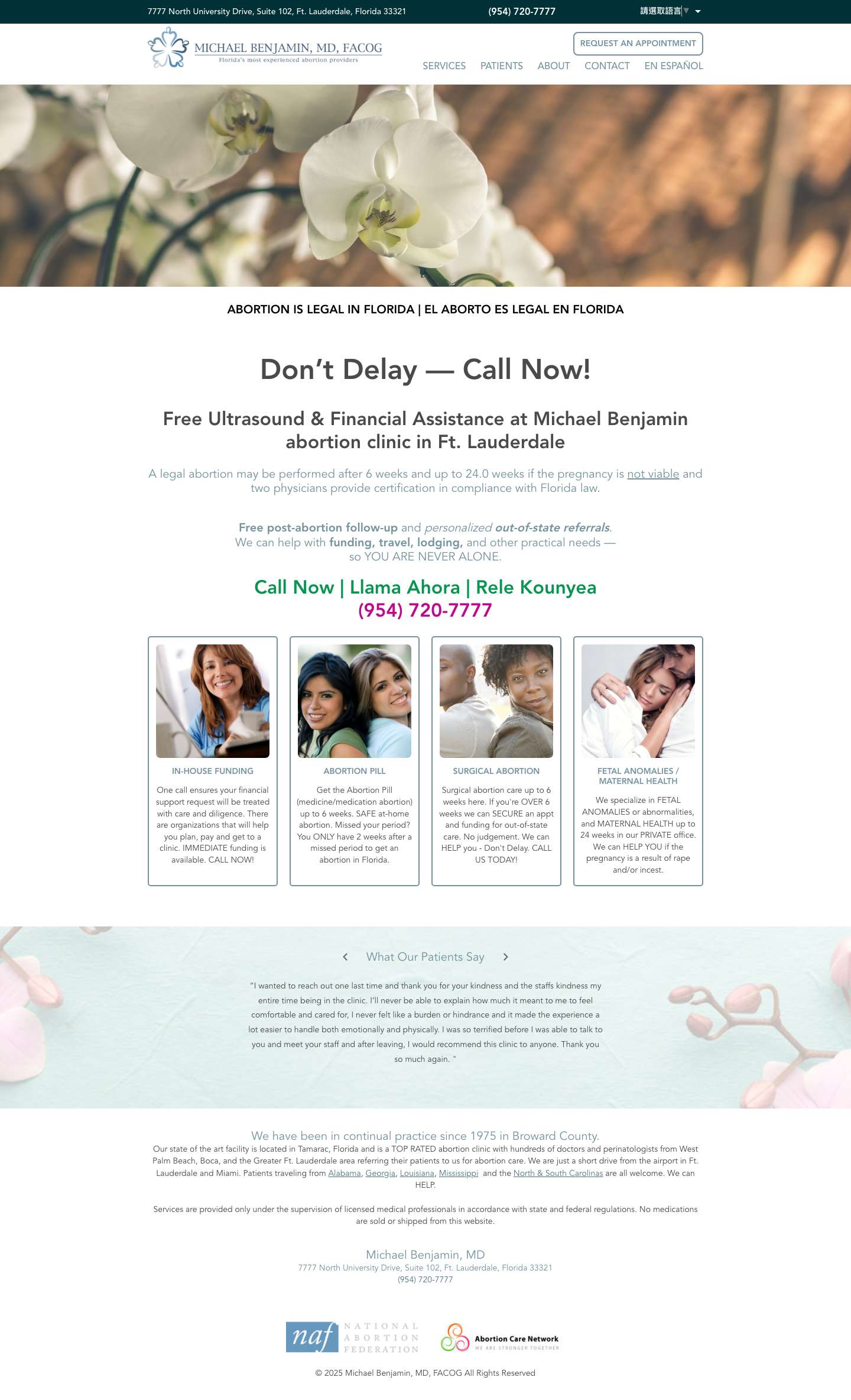 Florida abortion clinic Ft. Lauderdale - FREE ultrasound - Full Screenshot