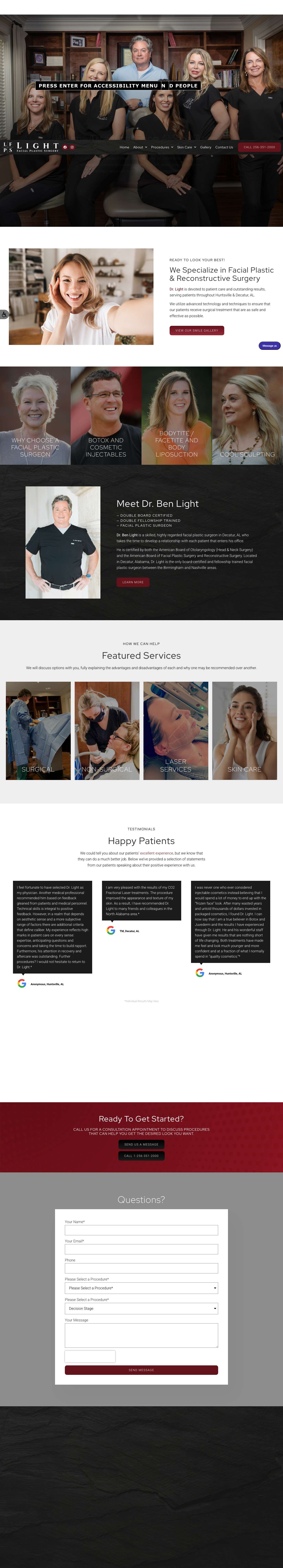 Light Facial Plastic Surgery in Decatur, AL | Dr. Ben Light - Full Screenshot