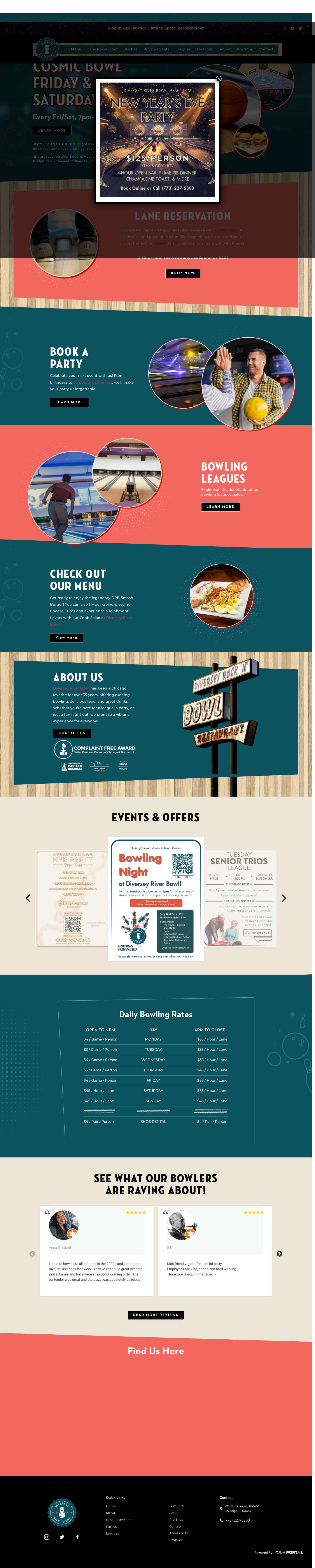 Bowling Alley Chicago | Bowling Leagues, Parties & Lane Reservations | Diversey River Bowl - Full Screenshot