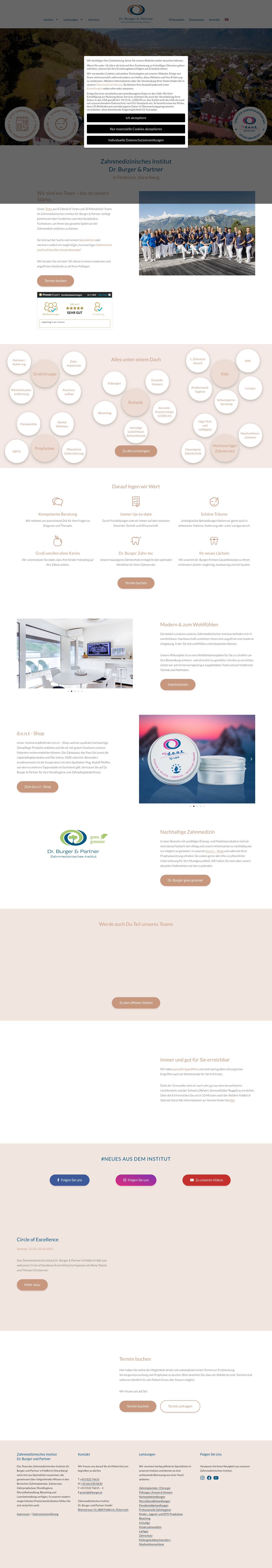 Zahnarzt in Feldkirch Vorarlberg | Dr. Burger & PartnerBurger - Full Screenshot
