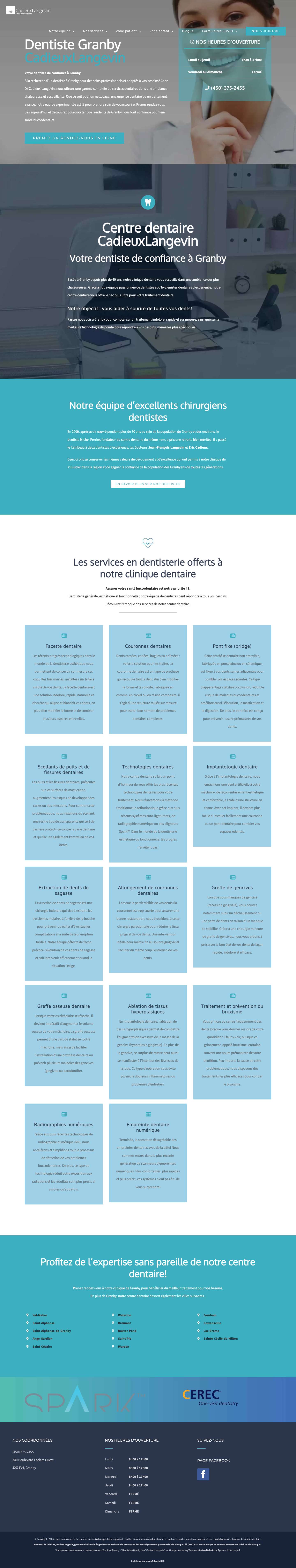 Dentiste Granby - CadieuxLangevin | Dentistes à Granby, QC, Canada - Full Screenshot