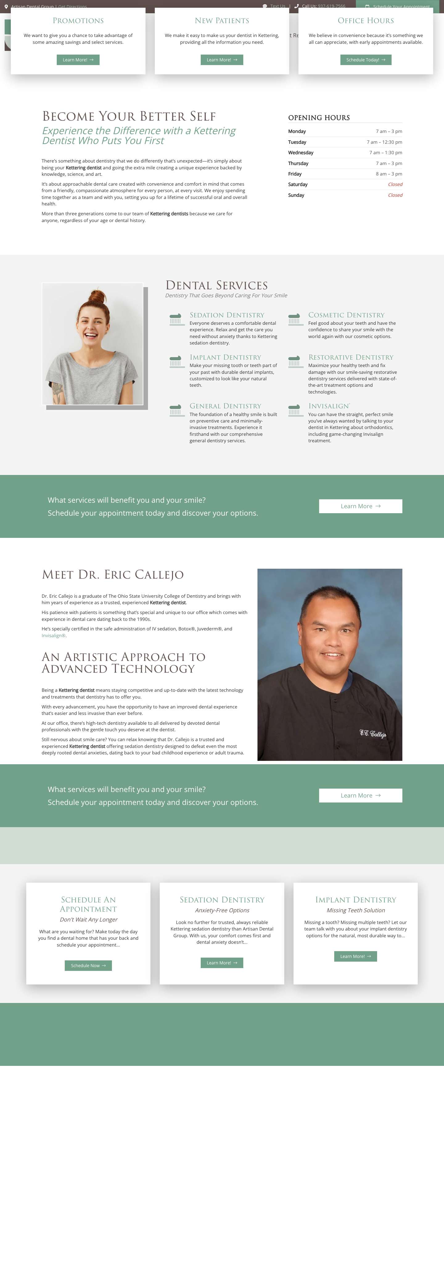 Kettering Dentist - Artisan Dental Group - Full Screenshot