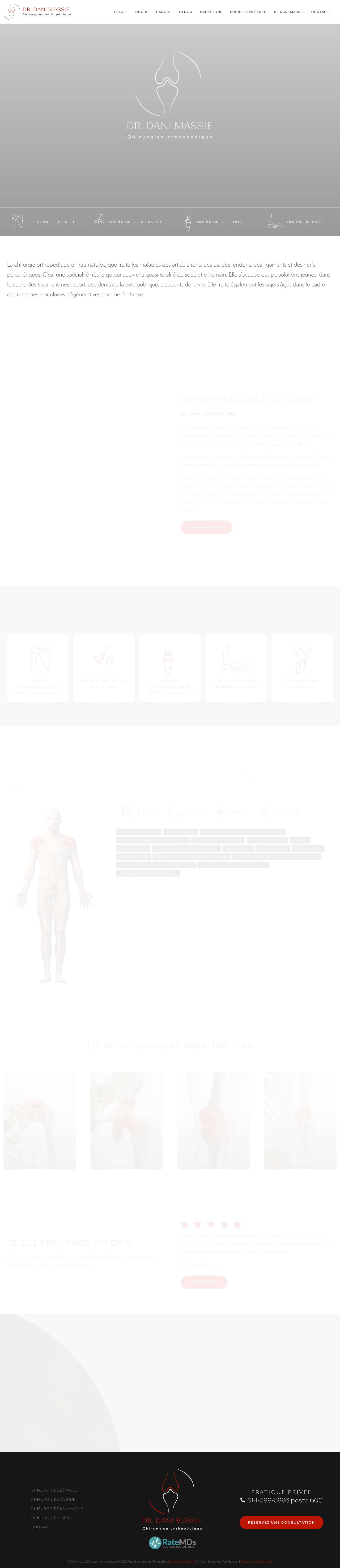 Dr Dani Massie Chirurgien Orthopédique | Montréal Prothèses d'épaule - Full Screenshot