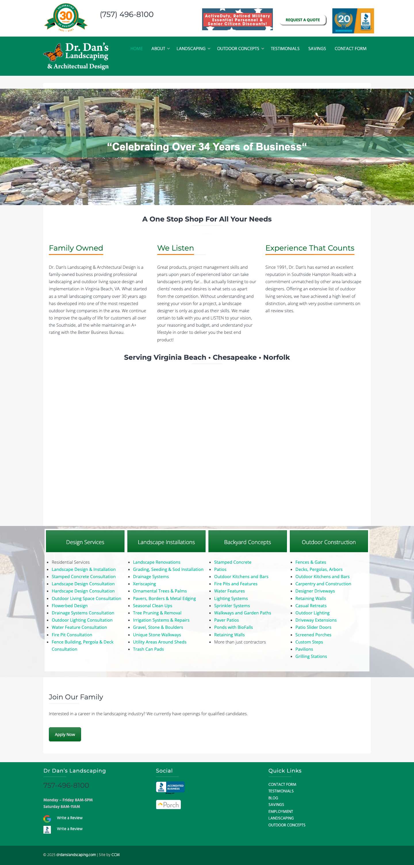 Expert Landscapers Virginia Beach – Dr. Dan’s Landscaping & Outdoor Living - Full Screenshot