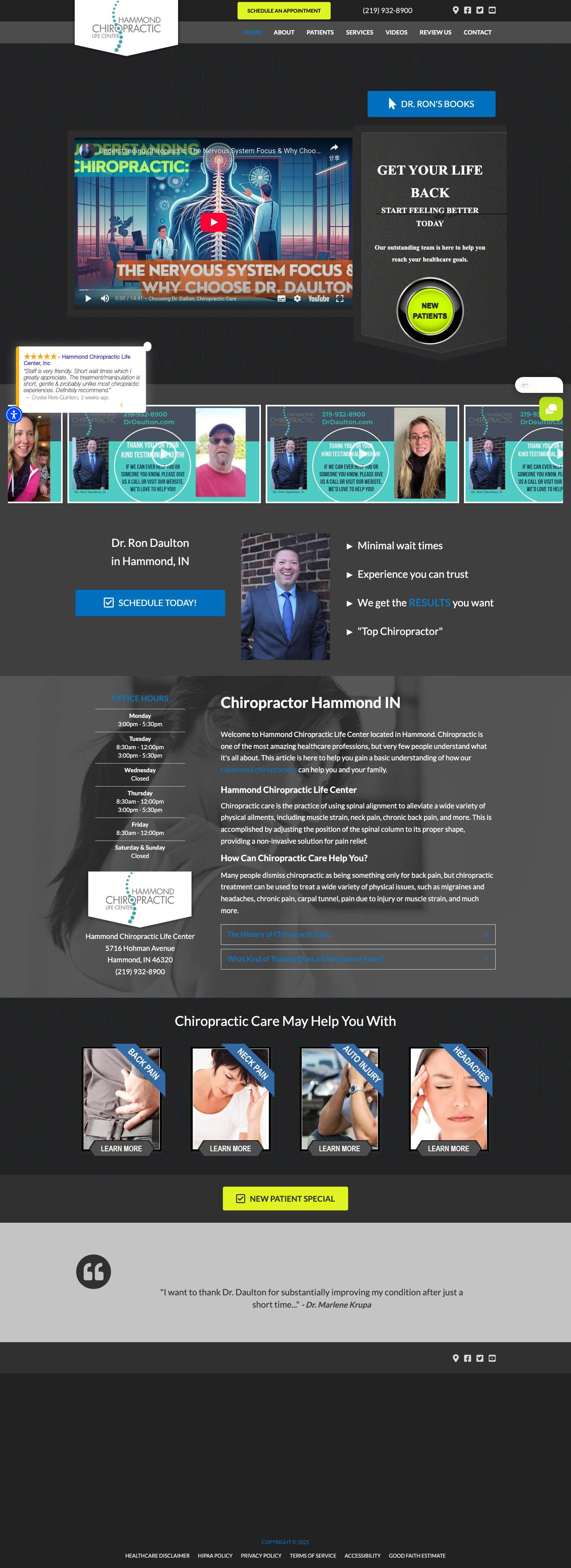 New Patient Special | Chiropractor Hammond IN - Full Screenshot