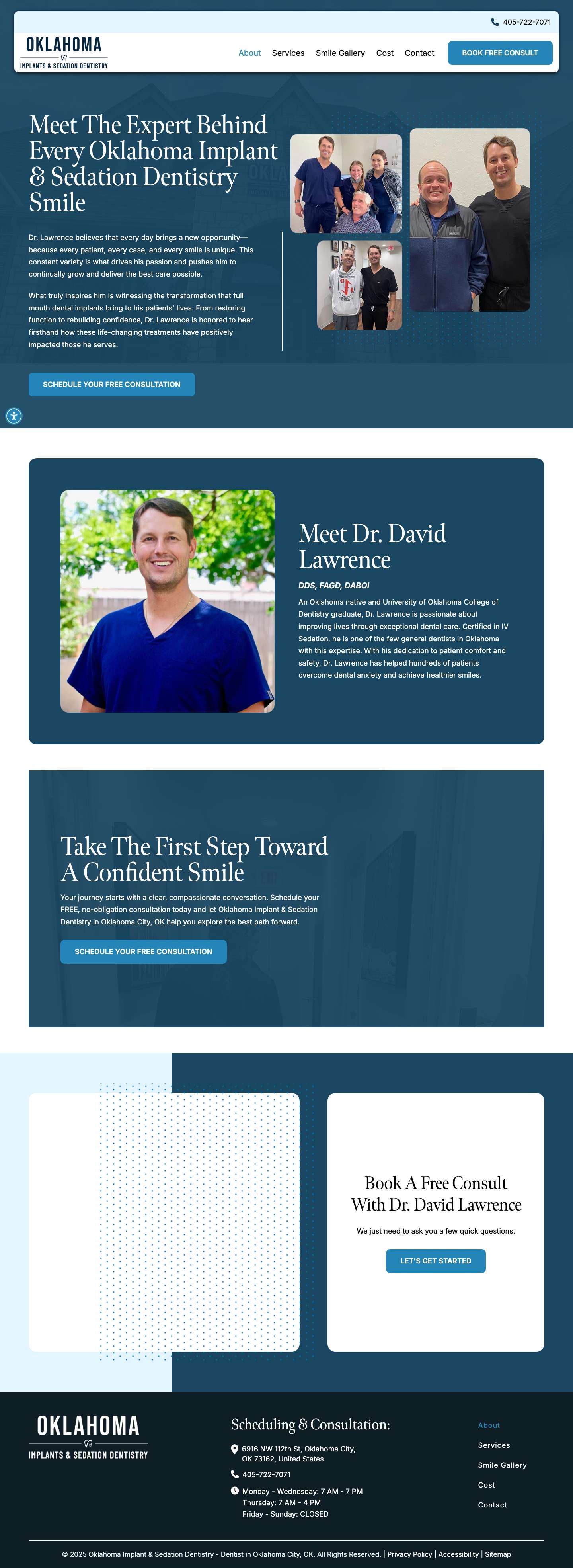 Dr. David Lawrence | Oklahoma Implant & Sedation Dentistry - Full Screenshot