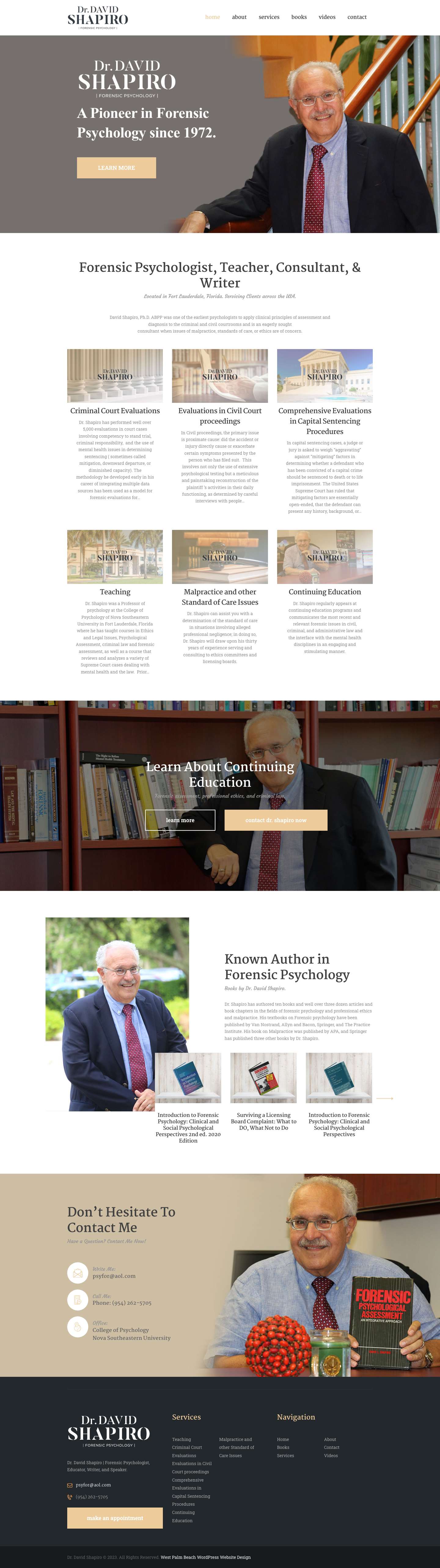 Dr. David Shapiro | Forensic Psychologist Consultant, Educator, and Writer - Full Screenshot