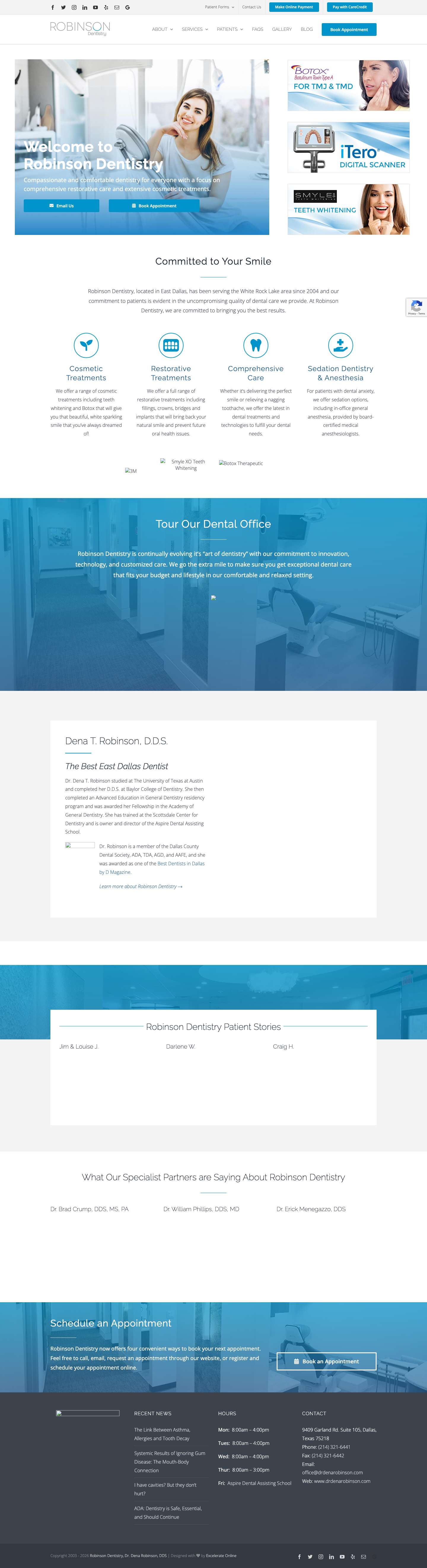 Robinson Dentistry | Dena Robinson, DDS | East Dallas Dentist - Full Screenshot