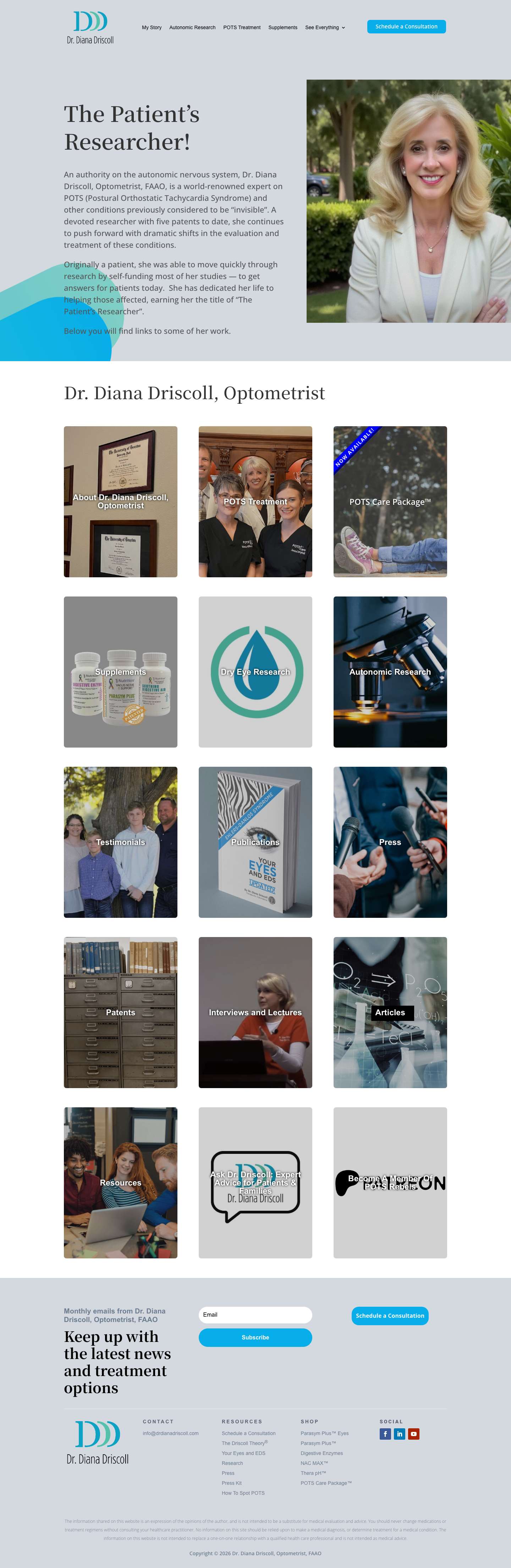 Dr. Diana Driscoll. Expert on POTS Syndrome. The Patient's Researcher - Full Screenshot