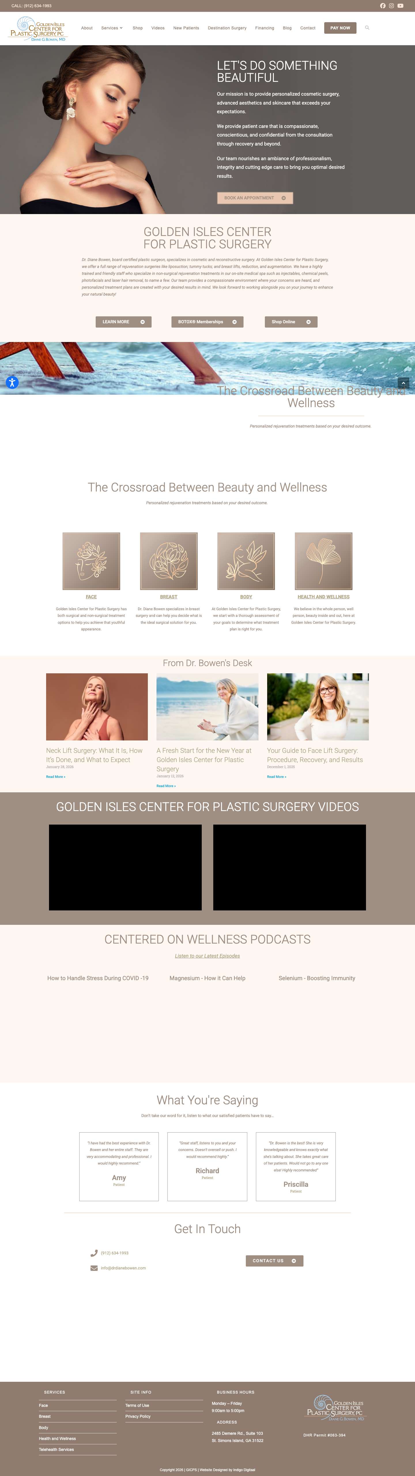 Golden Isles Center for Plastic Surgery | Cosmetic Surgery - Full Screenshot