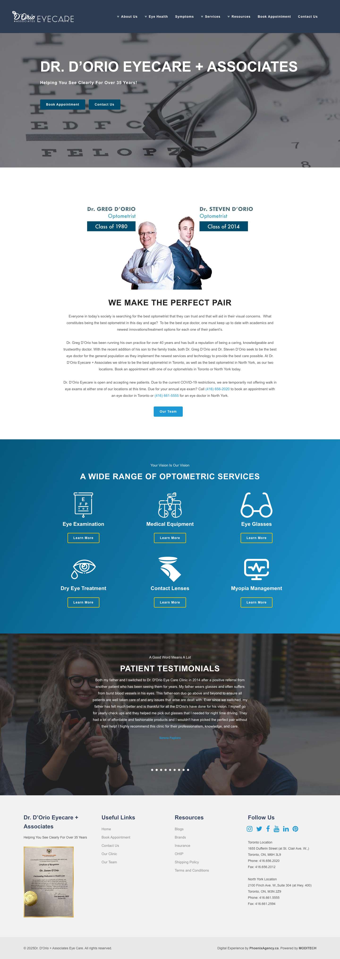 Dr. D'Orio Eyecare | Best Optometrist in Toronto & North York - Full Screenshot