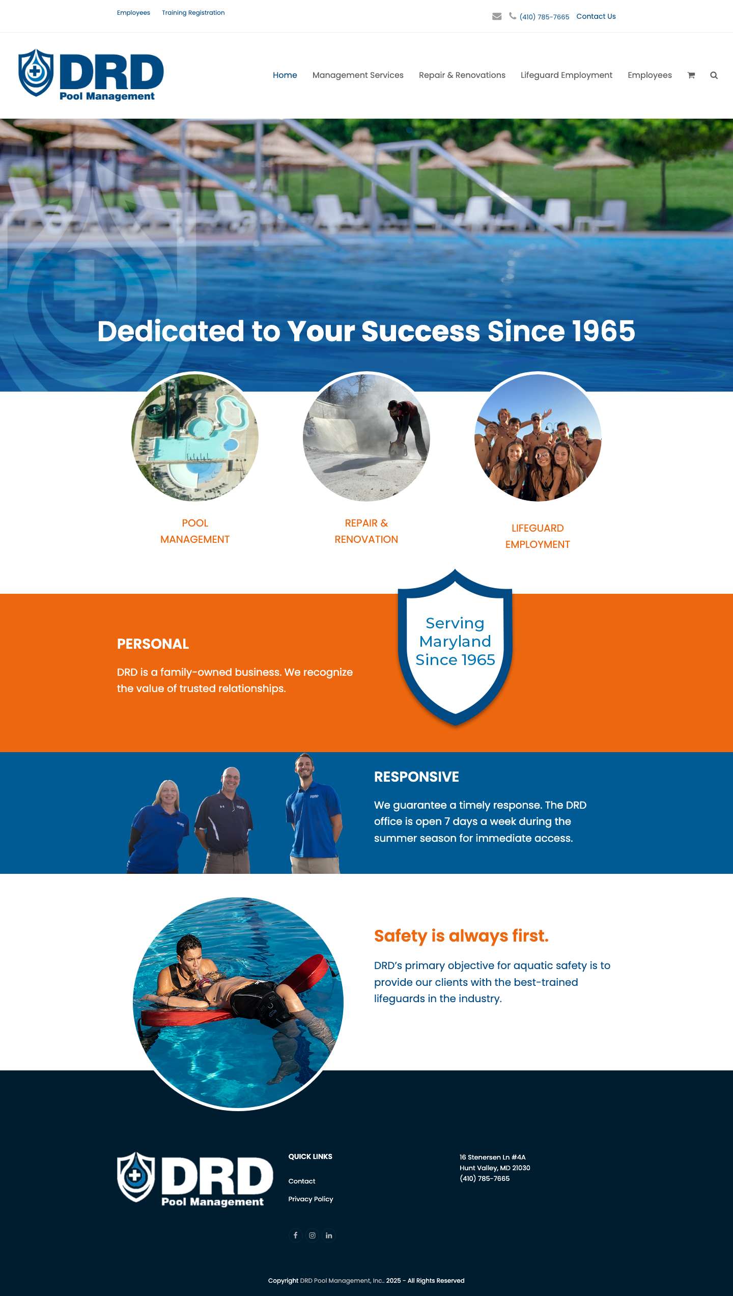DRD Pool Management - Serving Maryland since 1965 - Full Screenshot
