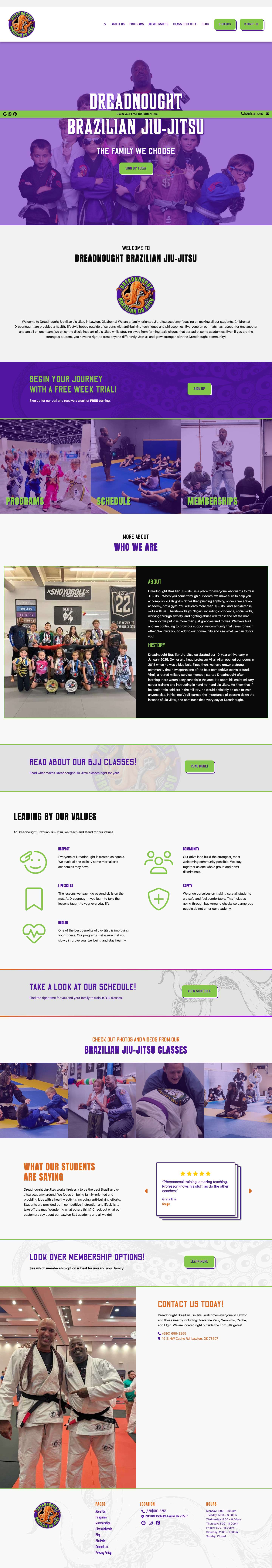 Dreadnought Brazilian Jiu-Jitsu – "The Family We Choose." Premiere BJJ academy in Lawton, Oklahoma - Full Screenshot