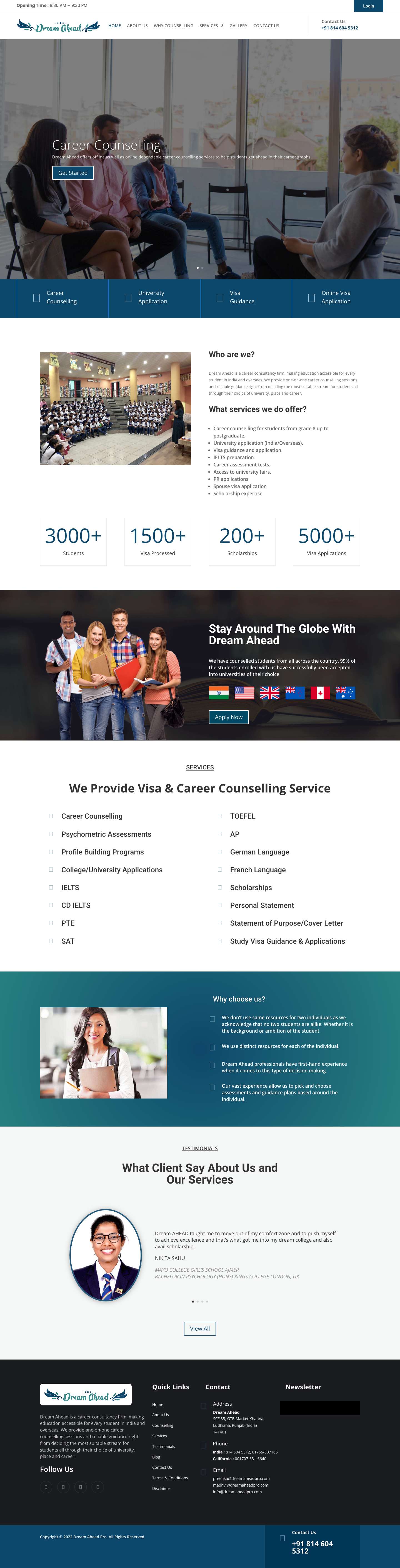 Dream Ahead Pro | Dream Ahead is a career consultancy firm, making education accessible for every student in India and overseas. - Full Screenshot