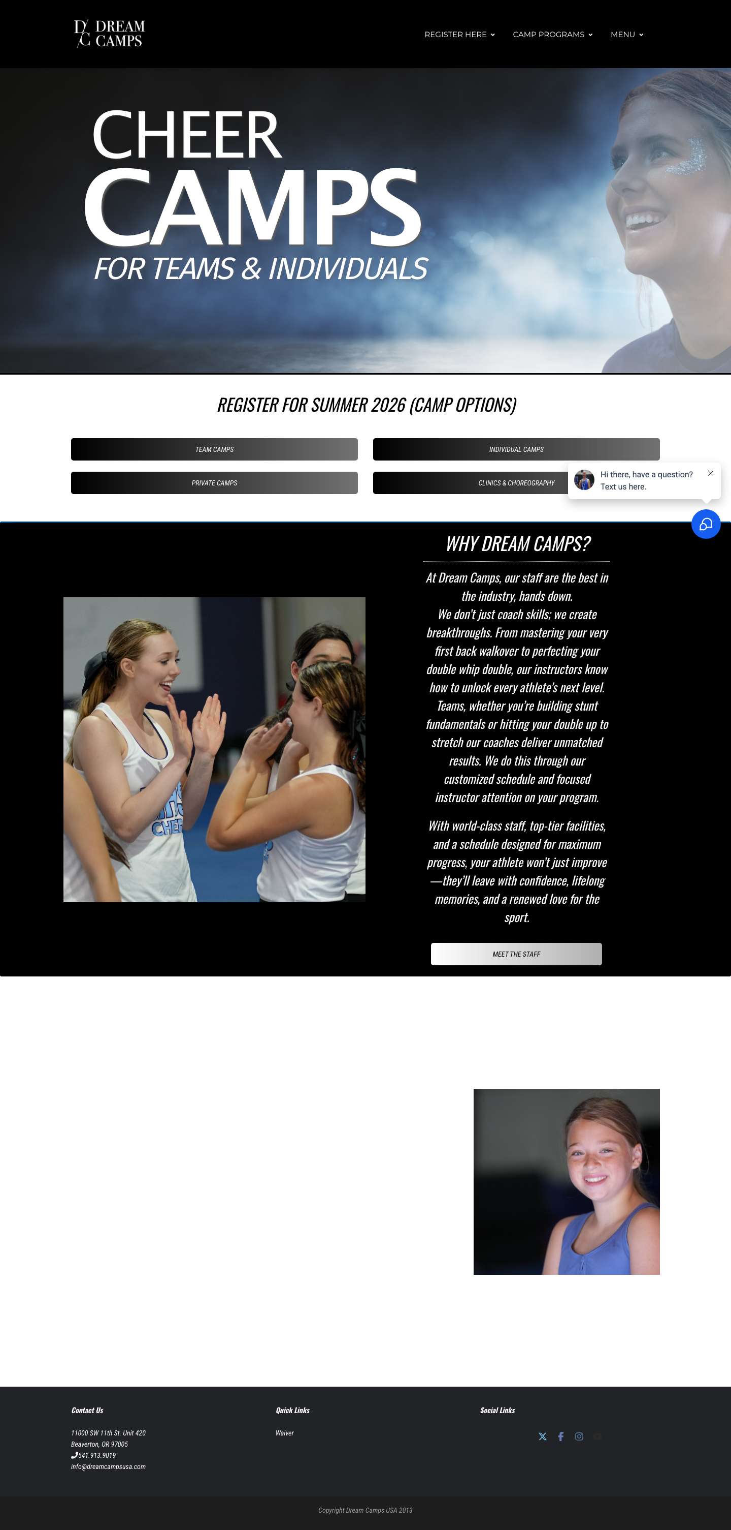 Dream Camps – Individual & Team Cheer Camps - Dream Camps - Full Screenshot