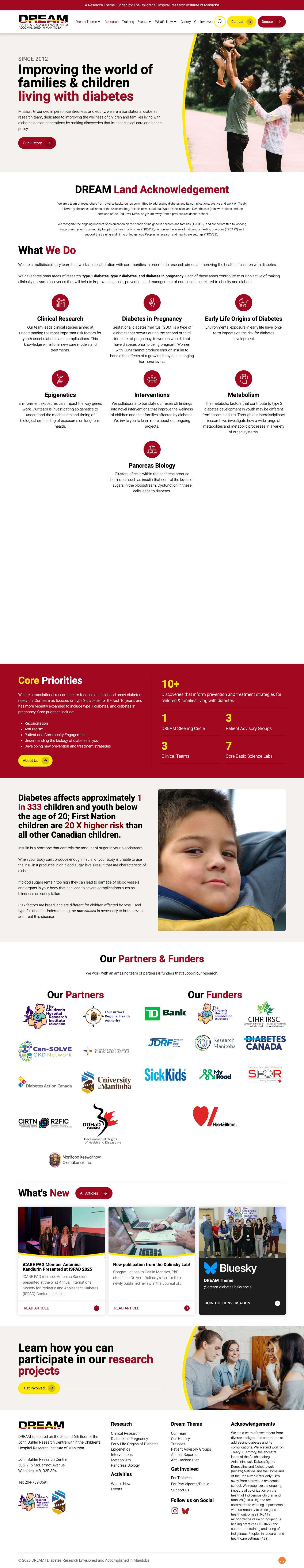 Home - DREAM - Diabetes Research Envisioned & Accomplished in Manitoba - Full Screenshot