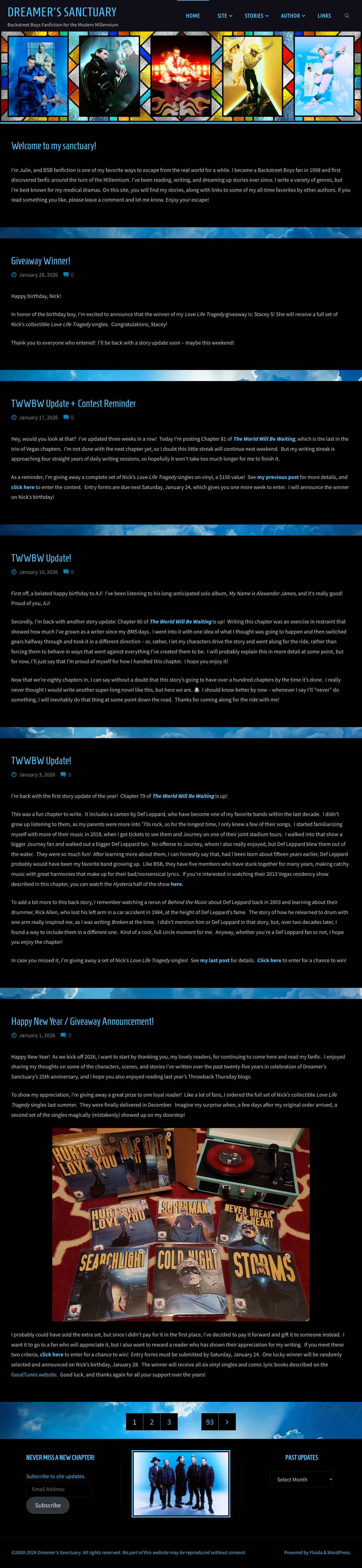 Dreamer's Sanctuary – Backstreet Boys Fanfiction for the Modern Millennium - Full Screenshot