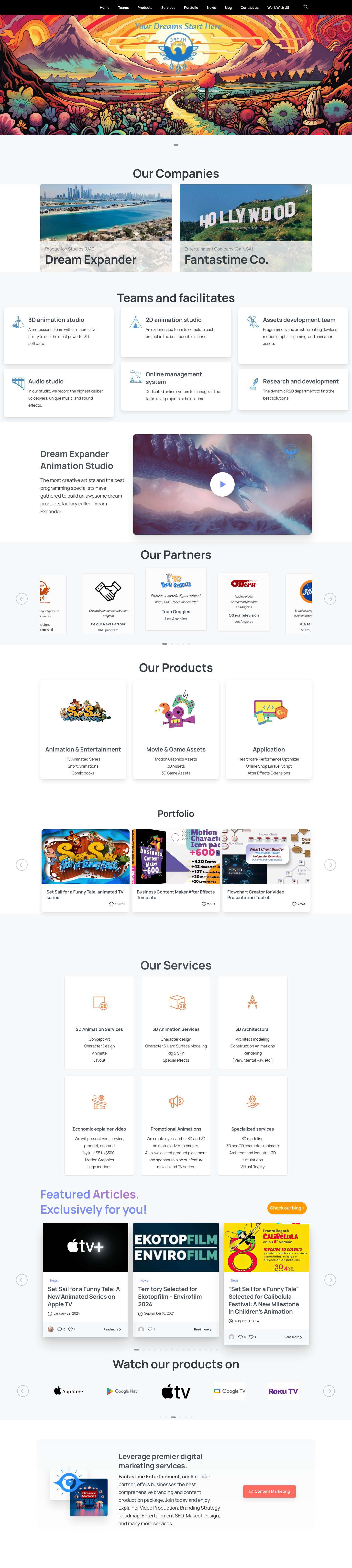 Home - Dream Expander| Animation Studio - Full Screenshot