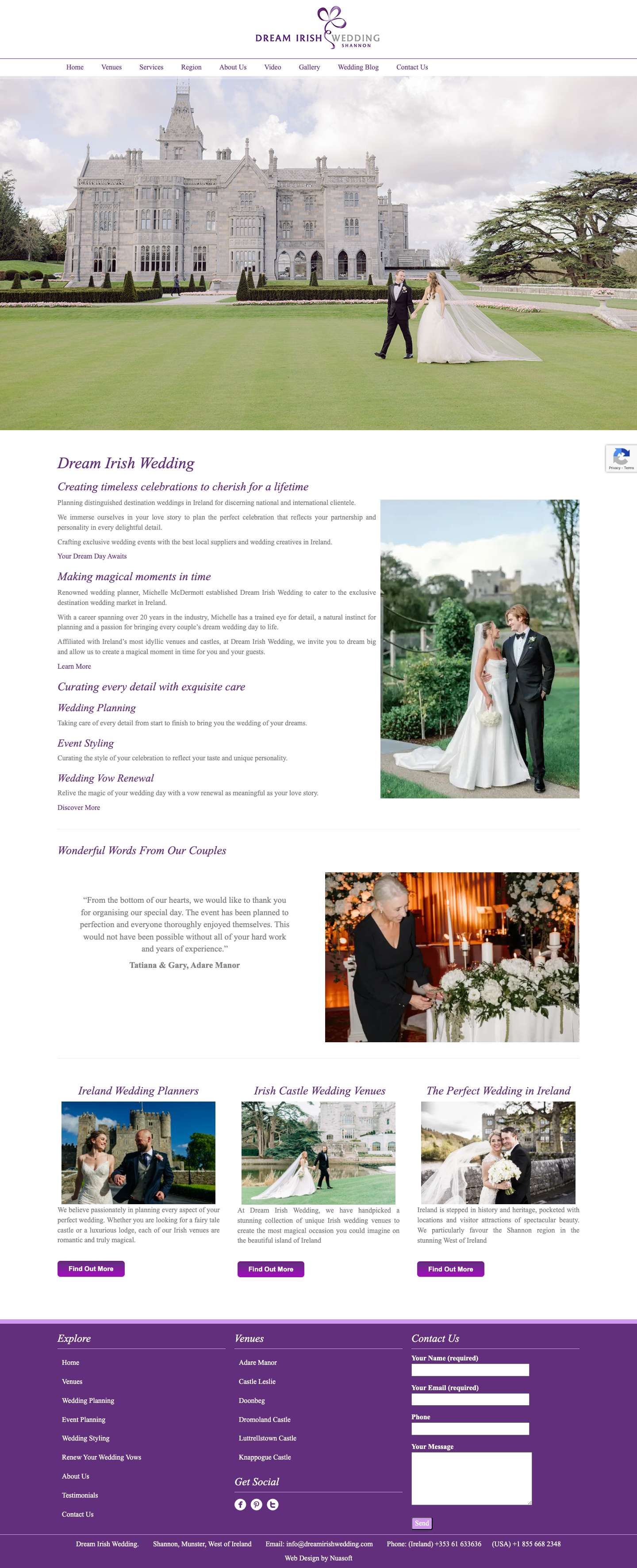 Dream Irish Wedding | Castle Weddings Ireland | Ireland Wedding Planner - Full Screenshot