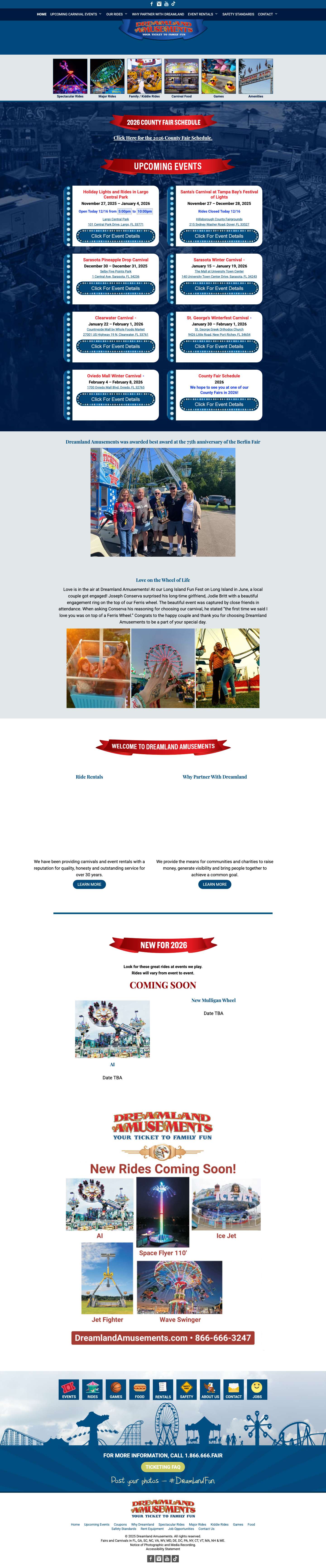 Dreamland Amusements Upcoming Fairs & Carnivals | Discounts & Coupons - Full Screenshot