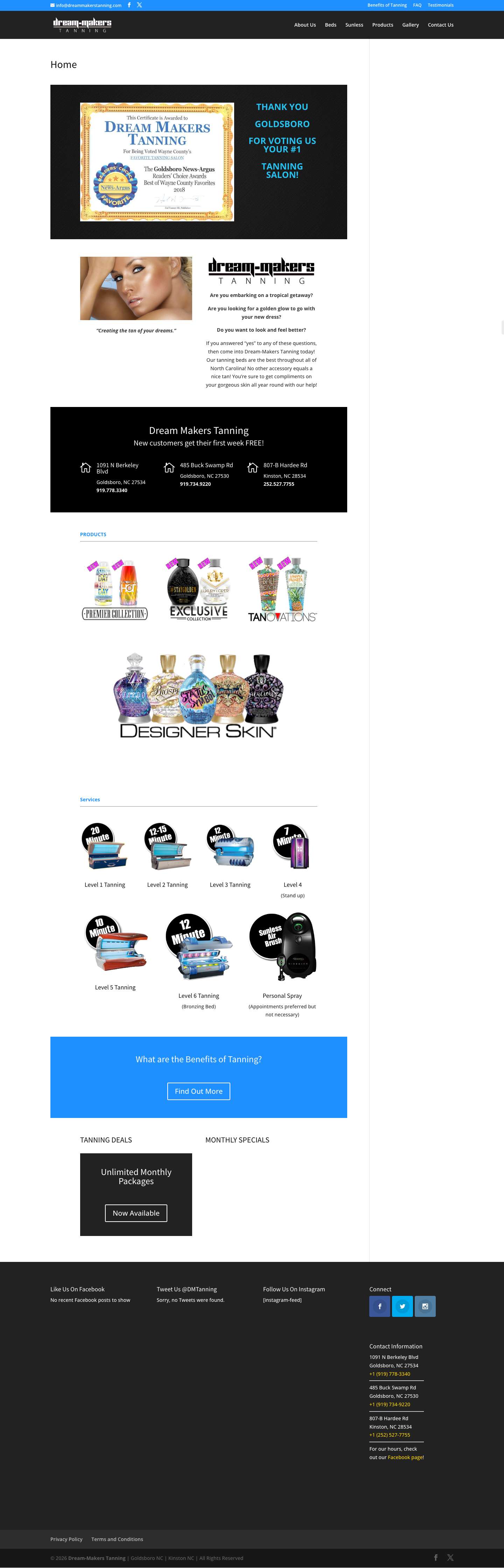 Tanning Salon, Tanning Lotion | Dream Makers Tanning - Full Screenshot