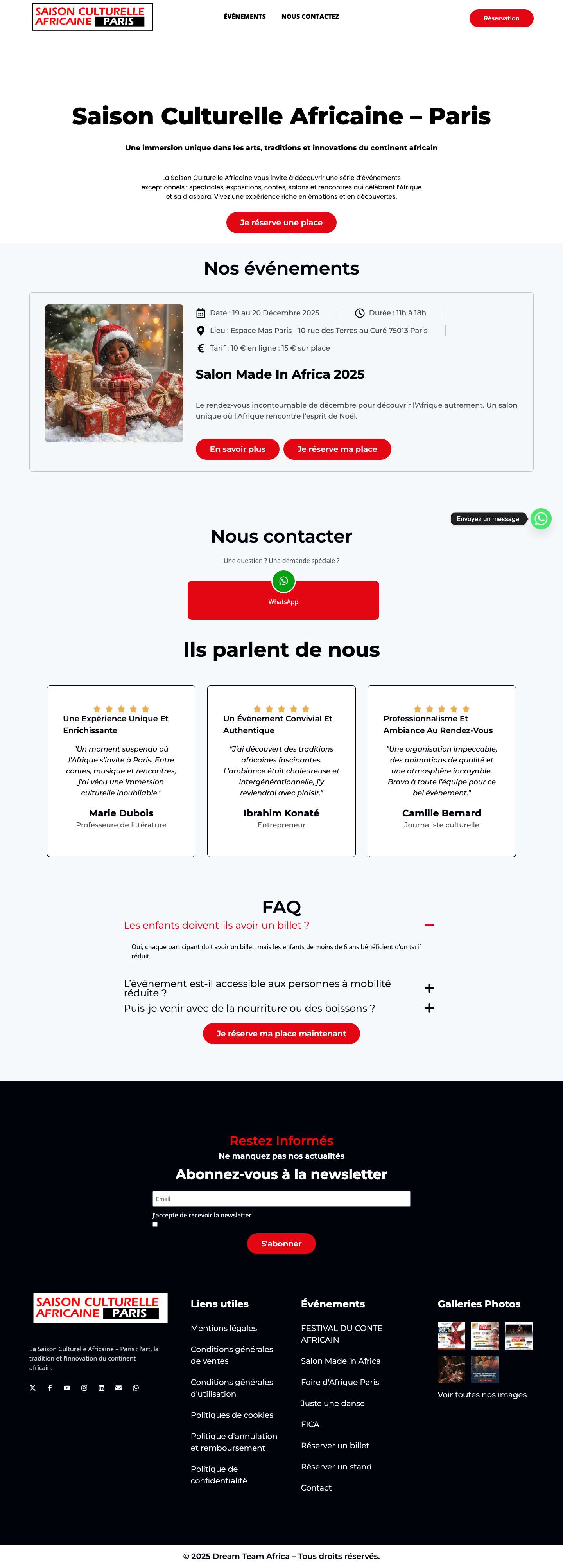 Accueil - dreamteamafrica.com - Full Screenshot