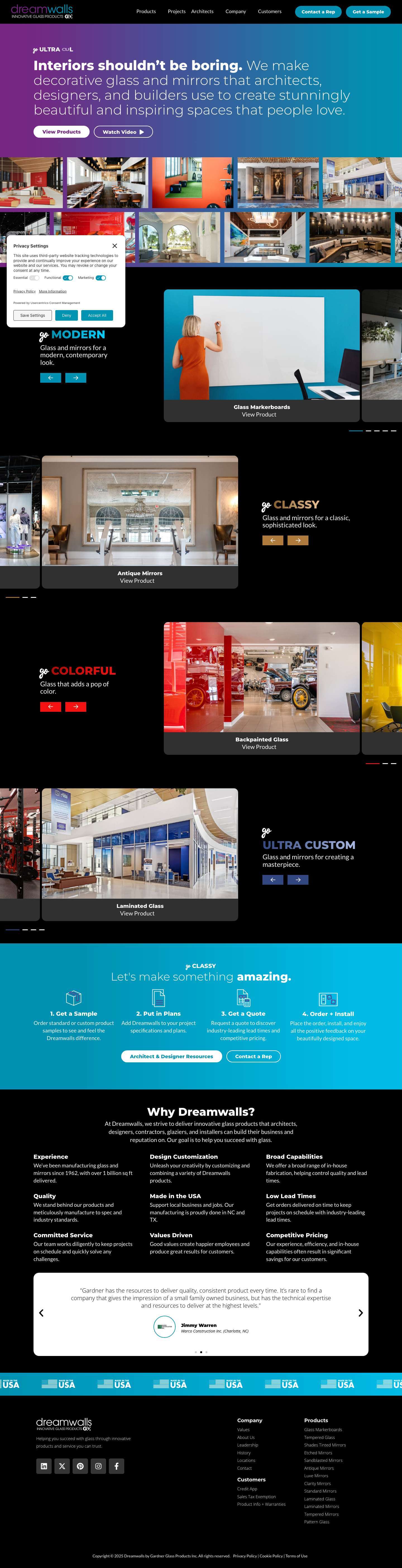 Dreamwalls - Glass and Mirrors That Inspire - Full Screenshot