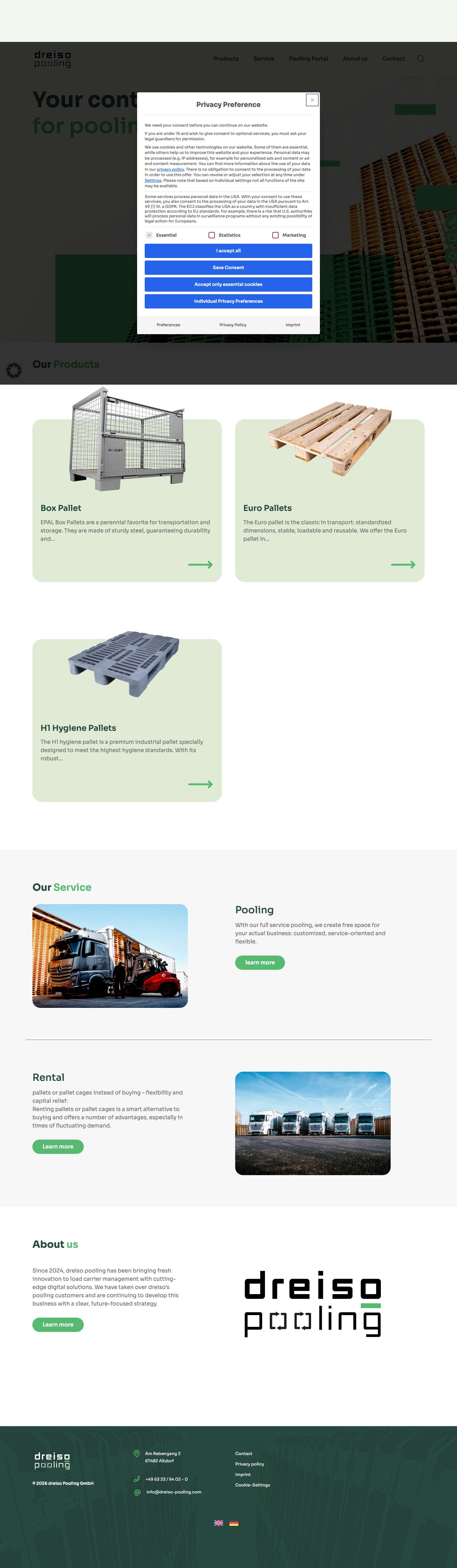 Startseite - dreiso pooling GmbH - Full Screenshot