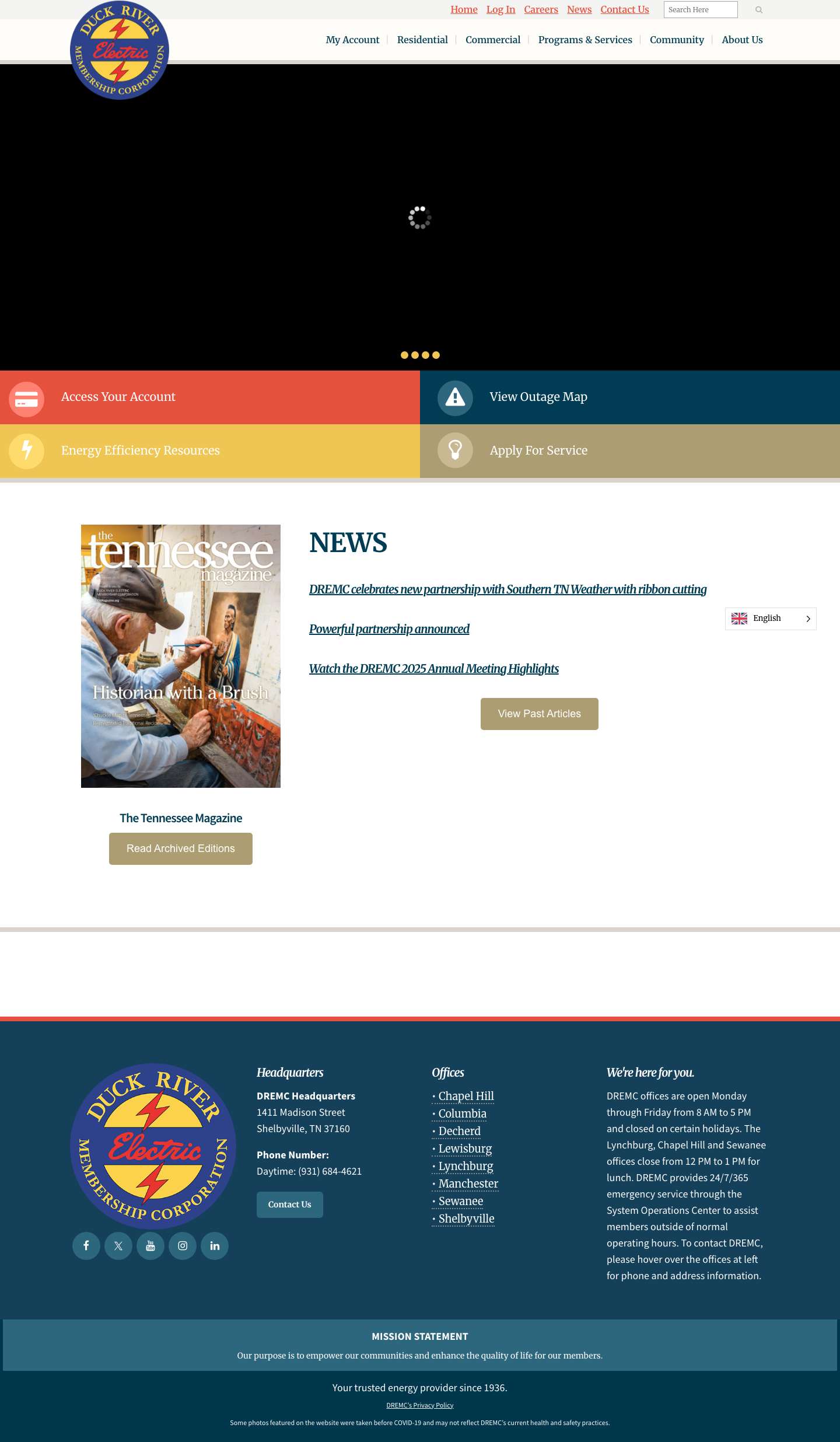 Duck River Electric Membership Corporation | An Electric Cooperative - Full Screenshot