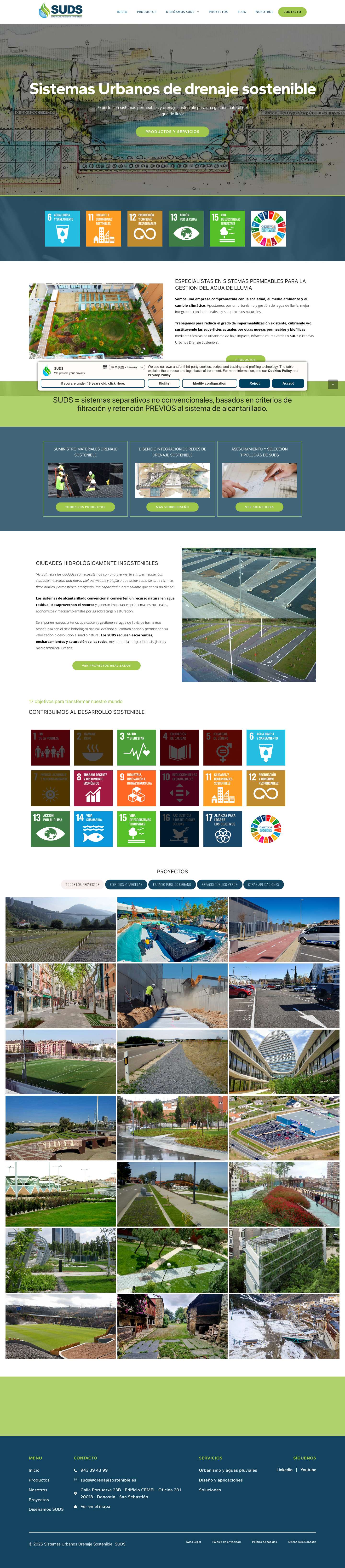 Sistemas Urbanos de Drenaje Sostenible | Expertos en SUDS - Full Screenshot