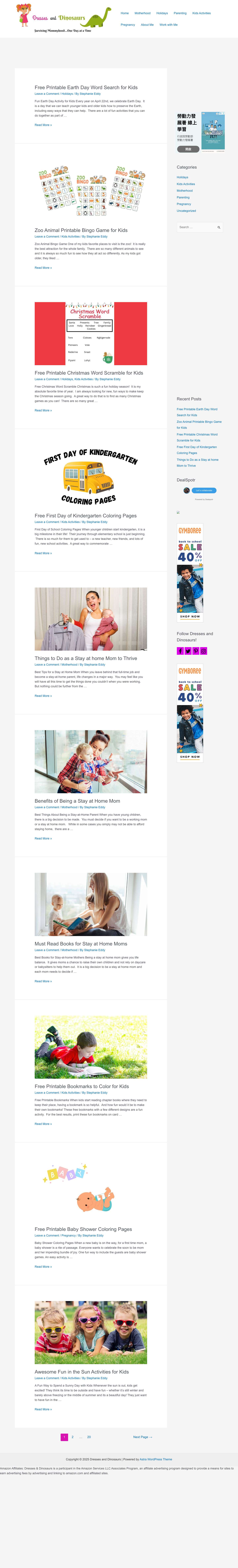 Dresses and Dinosaurs - Surviving Mommyhood...One Day at a Time - Full Screenshot