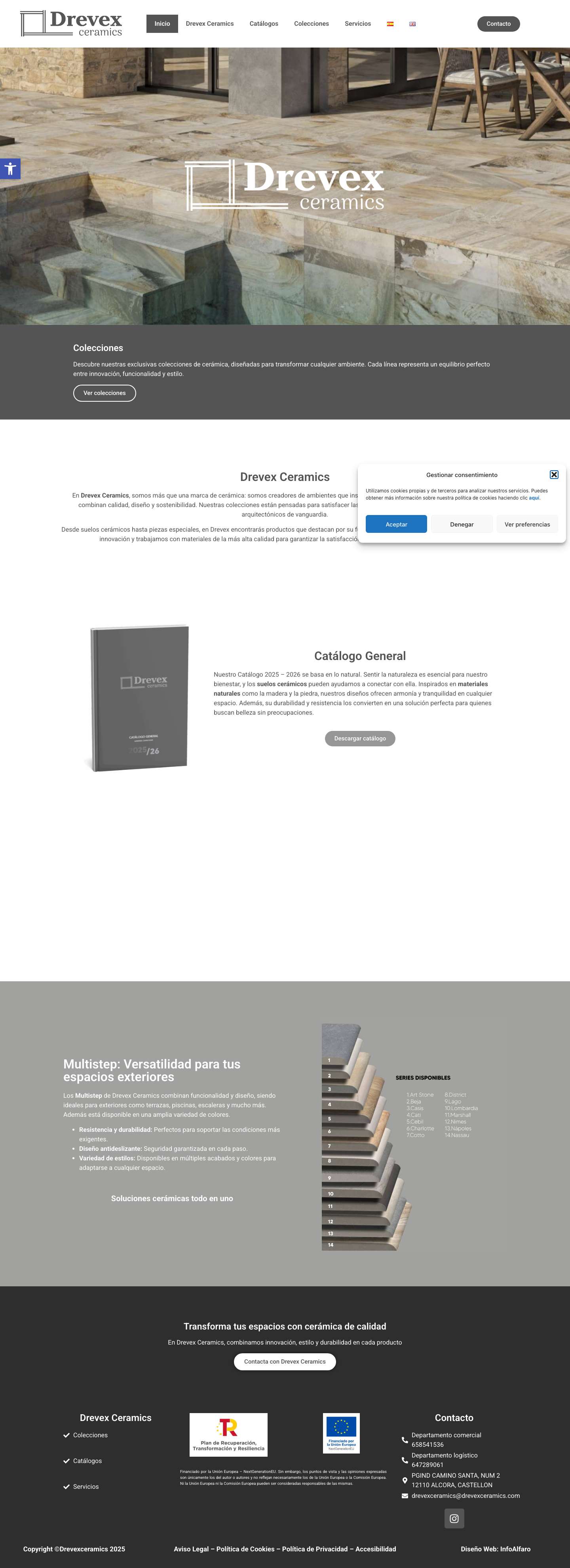 Exclusivas colecciones de cerámica - Drevex CeramicsHerramientas de accesibilidadAumentar textoDisminuir textoEscala de grisesAlto contrasteContraste negativoFondo claroSubrayar enlacesFuente legibleRestablecer - Full Screenshot