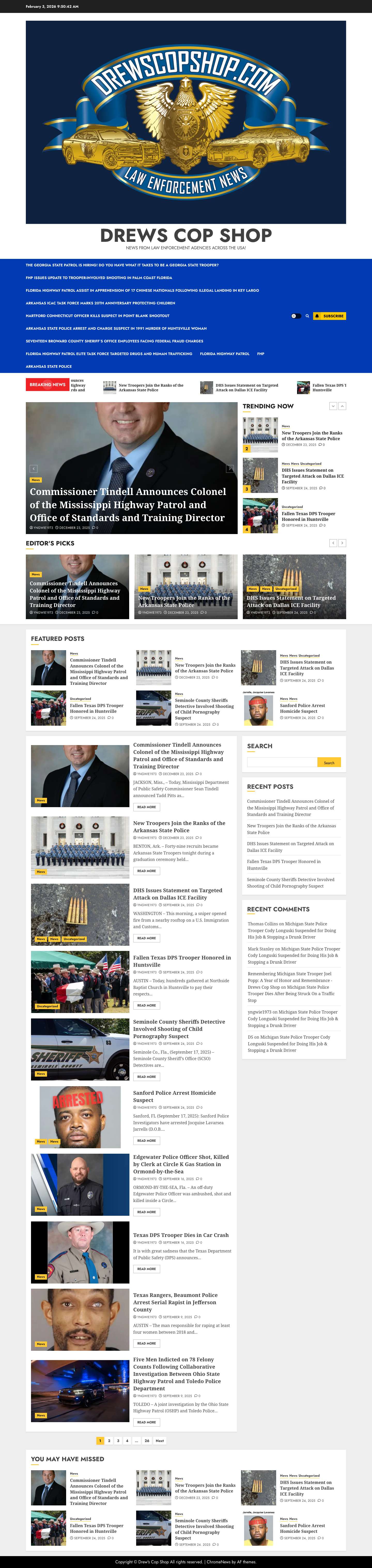 Drews Cop Shop - News From Law Enforcement Agencies Across The USA! - Full Screenshot