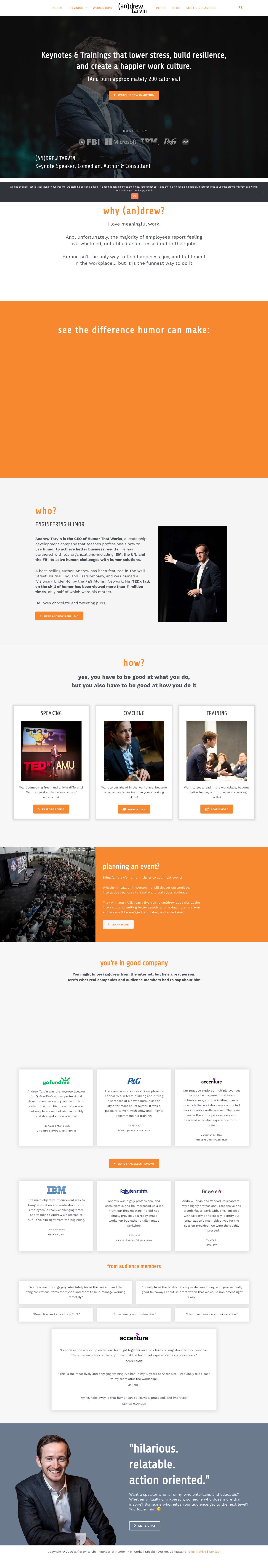 humor speaker | engineer | comedian - (an)drew tarvin | Founder of Humor That Works | Speaker, Author, Consultant - Full Screenshot
