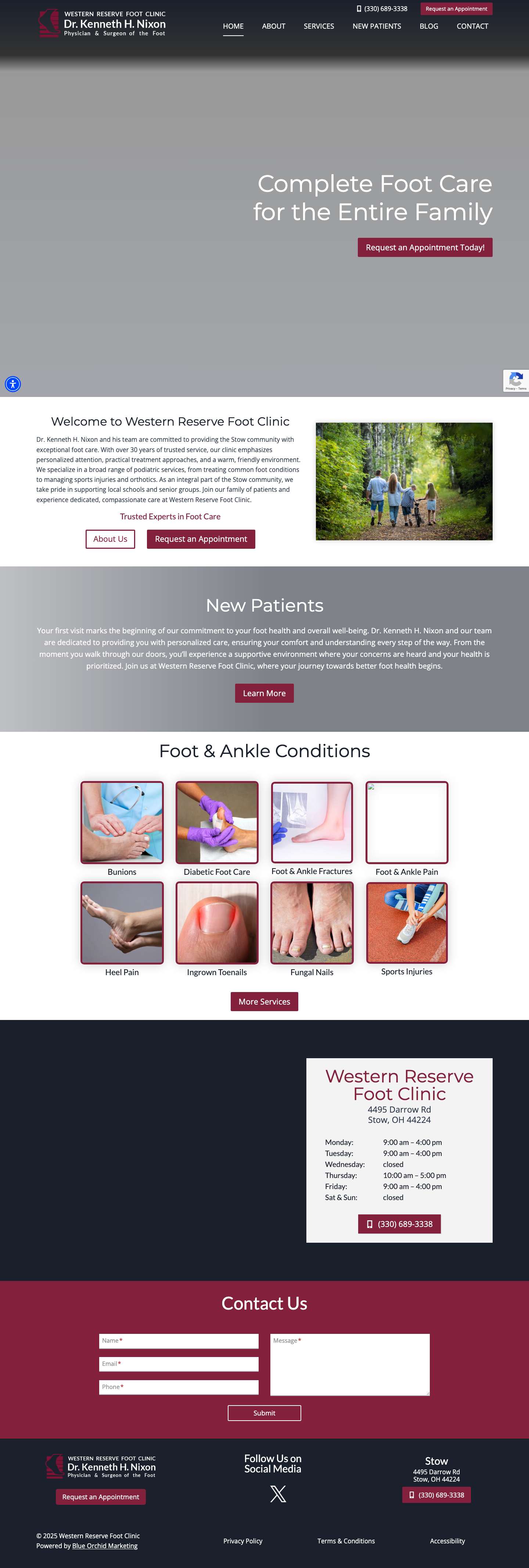Western Reserve Foot ClinicToggle Menu - Full Screenshot