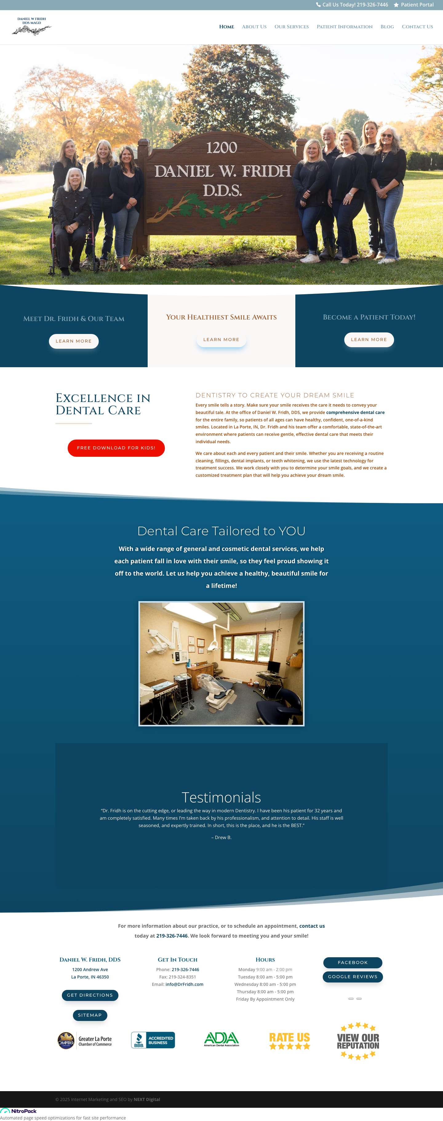 Dentist in La Porte, IN | Daniel W. Fridh, DDS - Full Screenshot