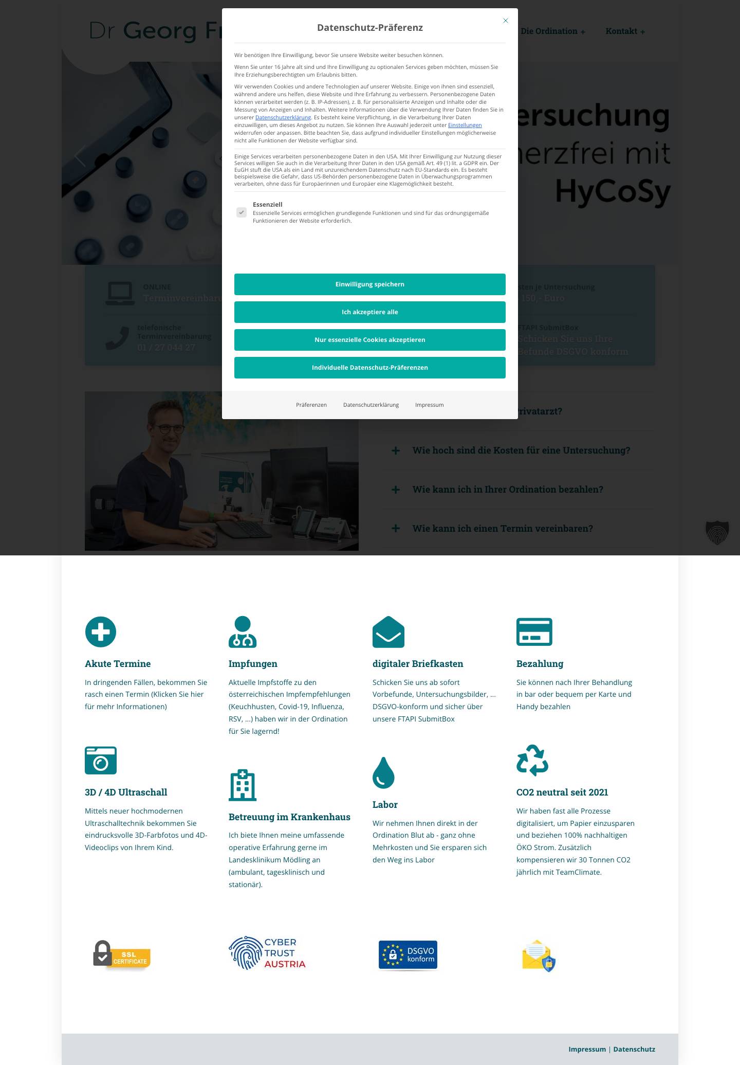 Ihr Gynäkologe in Wien für Vorsorgeuntersuchung und mehr - Full Screenshot
