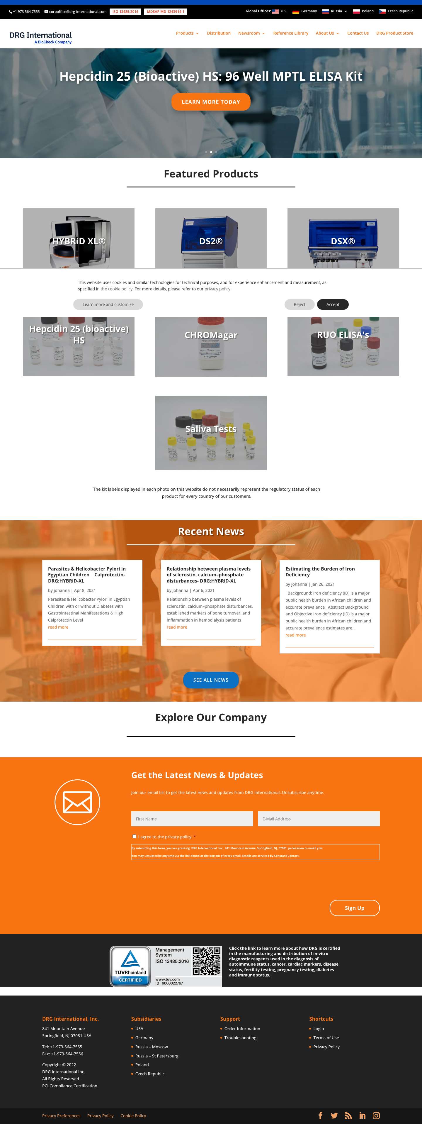 Medical Supplies & Diagnostic Products | DRG International, Inc. - Full Screenshot