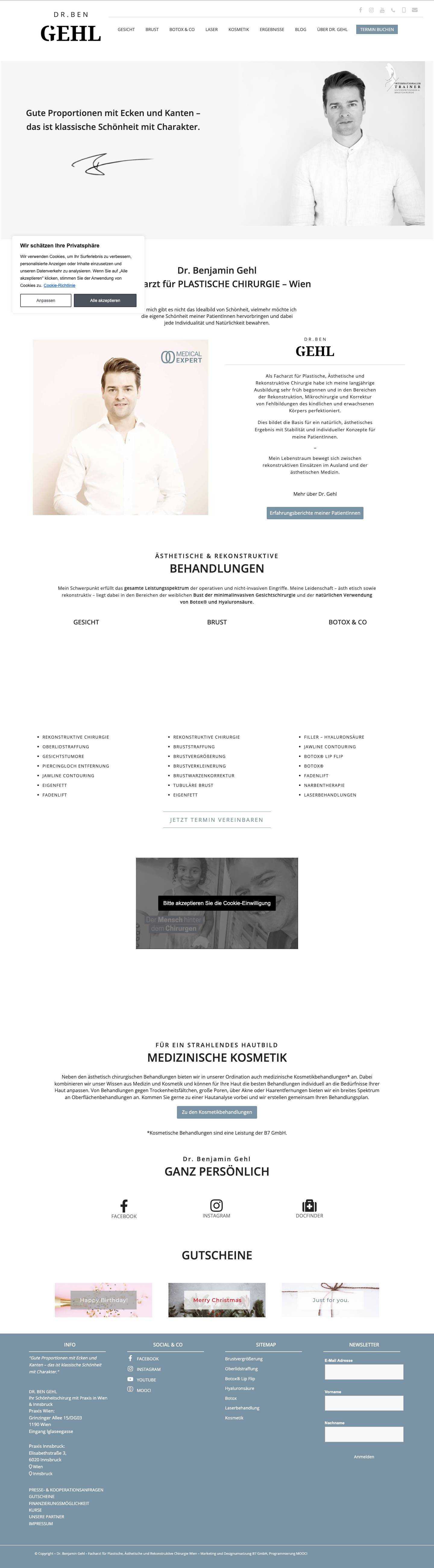 Plastischer Chirurg Wien - Dr. Benjamin Gehl - Full Screenshot