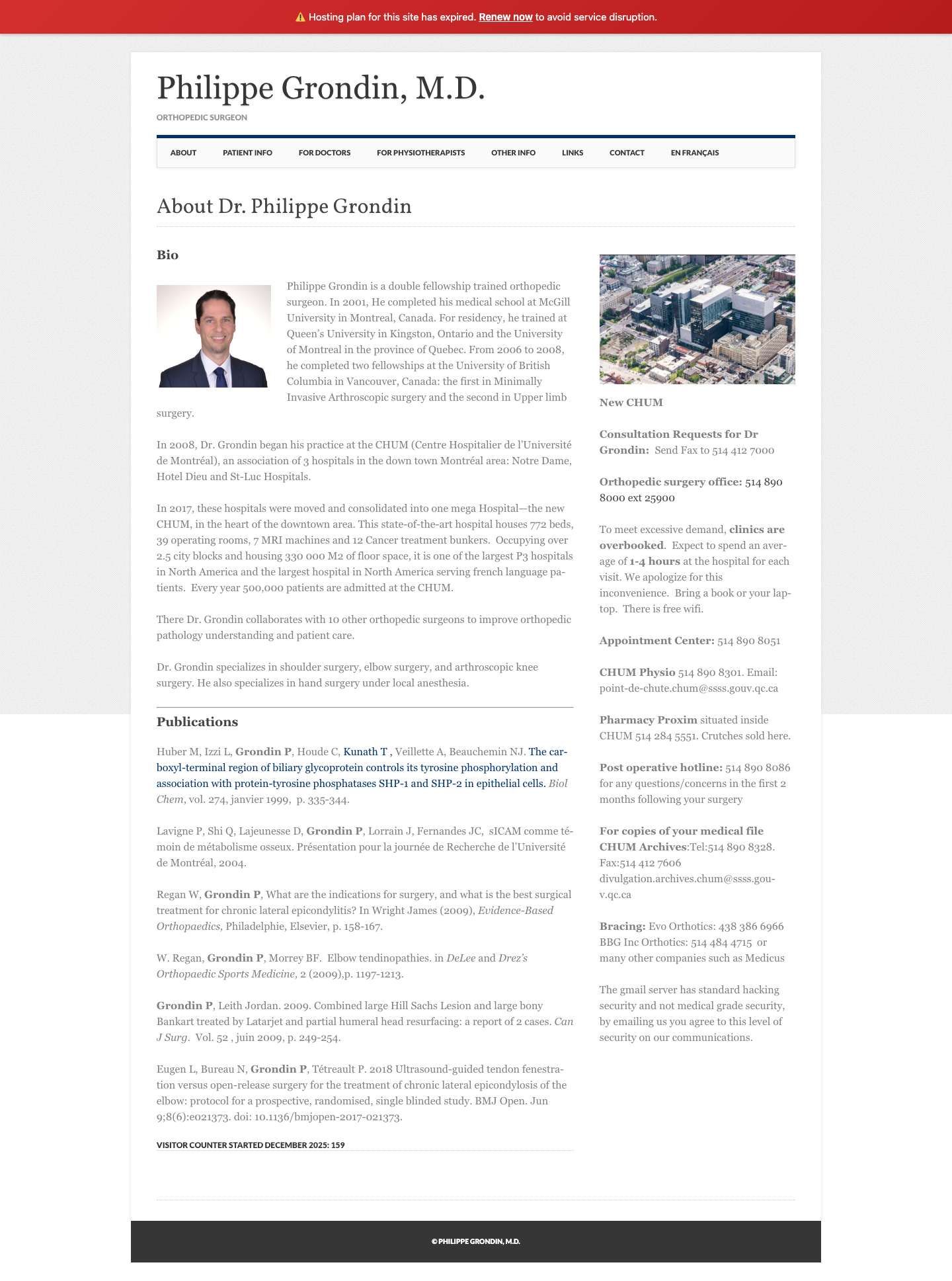 Philippe Grondin, M.D. | Orthopedic Surgeon - Full Screenshot