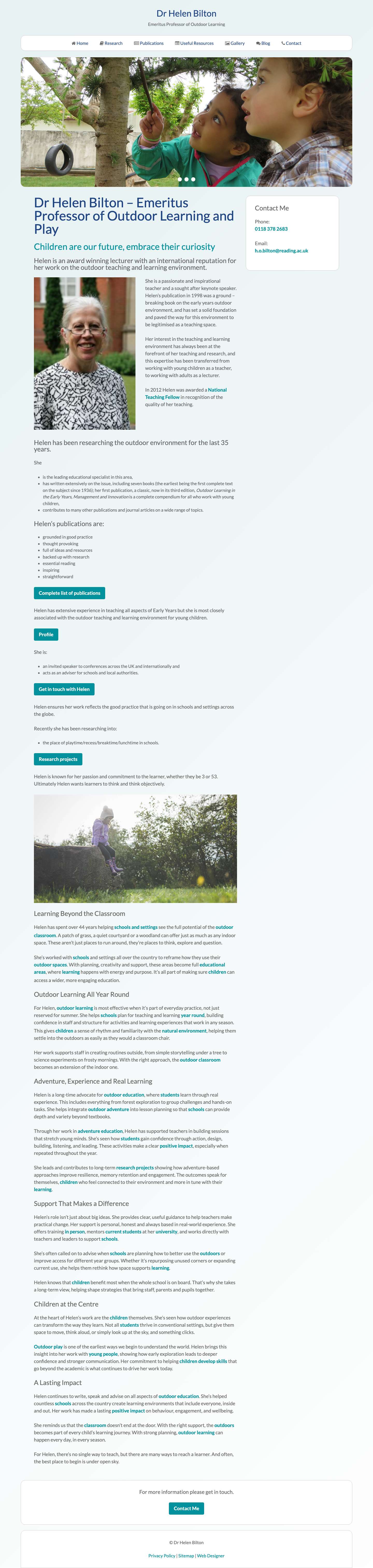 Dr Helen Bilton - Emeritus Professor of Outdoor Learning and Play - Helen Bilton - Full Screenshot