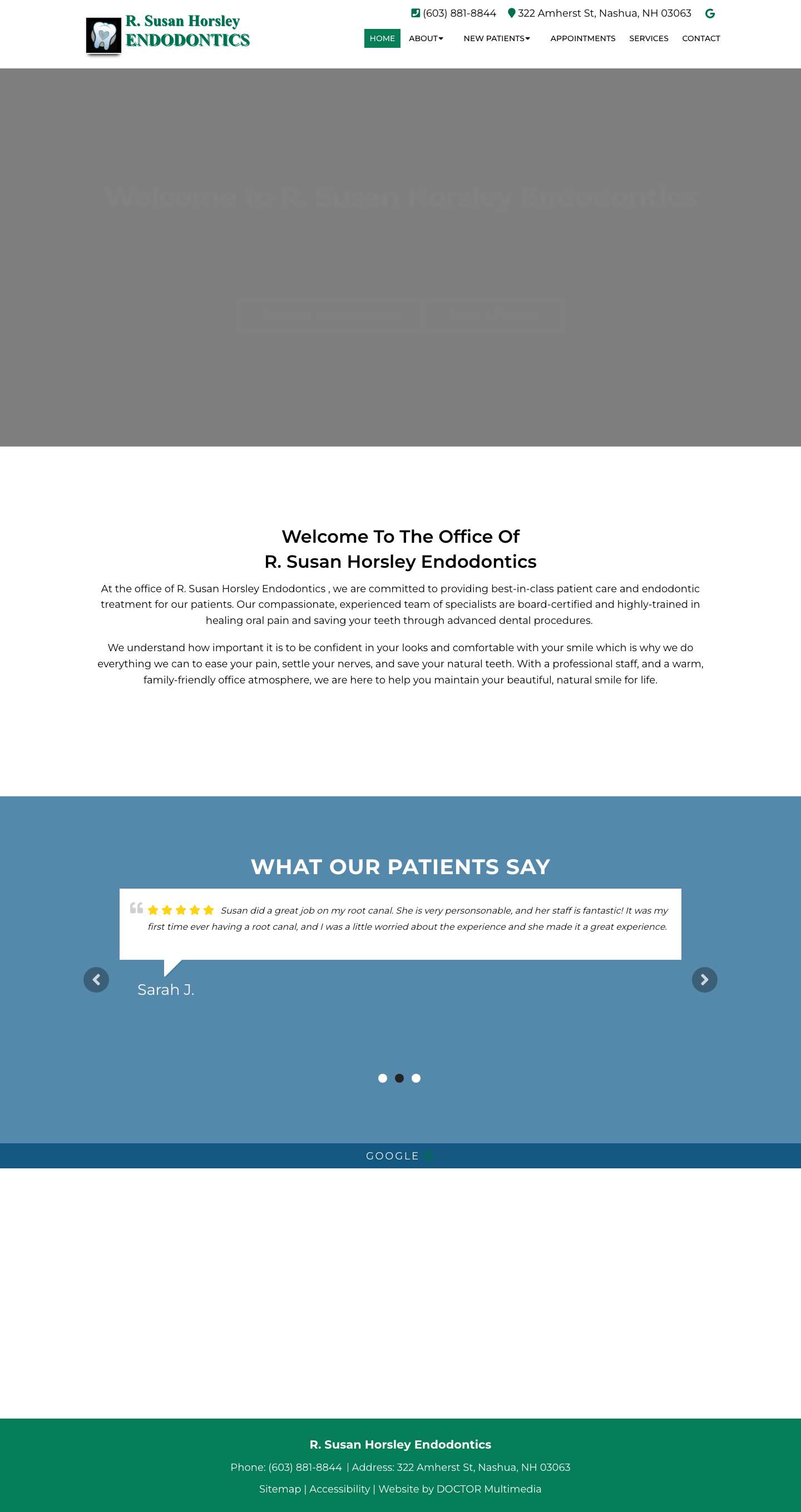 Endodontist in Nashua, NH | R. Susan Horsley Endodontics - Full Screenshot