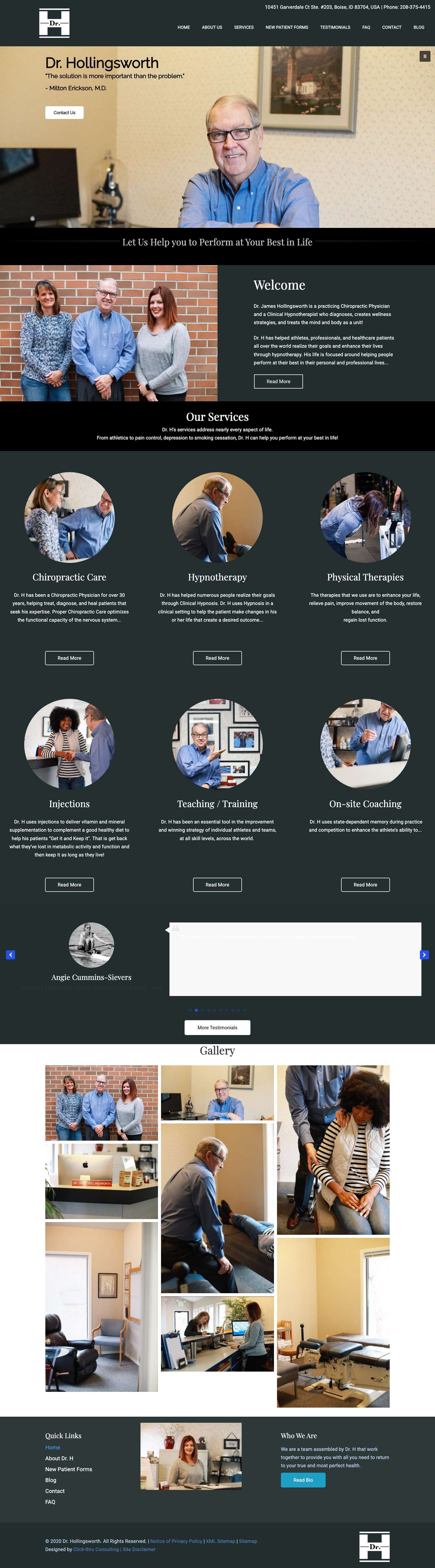 Dr. H | Chiropractic Physician and a Clinical Hypnotherapist in Boise, ID - Full Screenshot