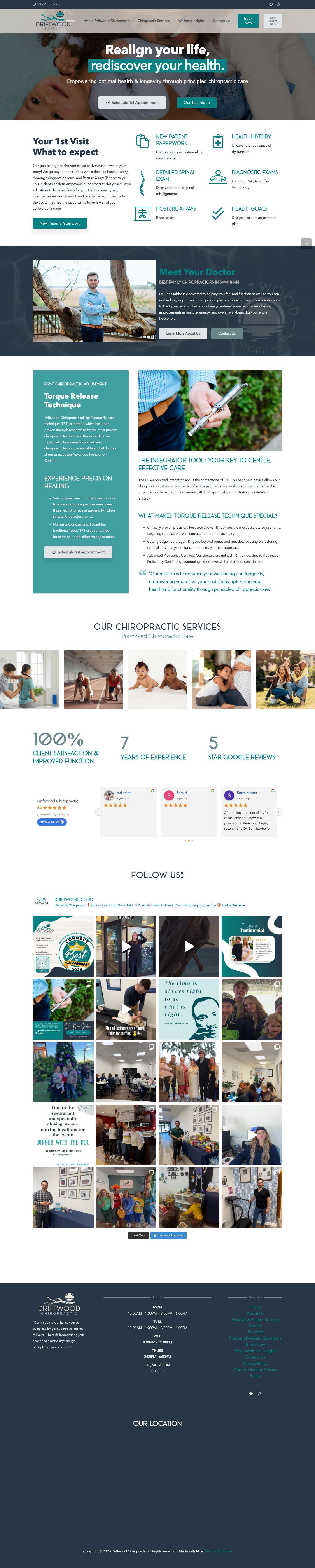 Experienced Chiropractor in Savannah - Driftwood Chiropractic - Full Screenshot