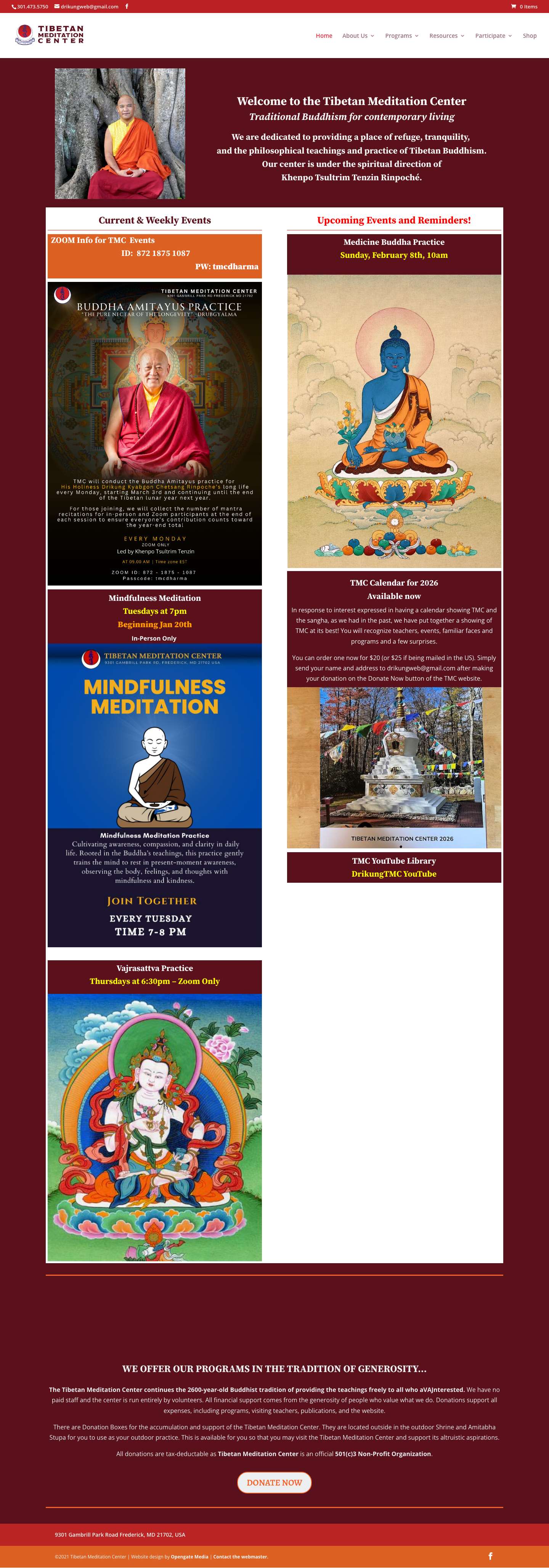 Tibetan Mediation Center | Traditional Buddhism for Contemporary Living - Full Screenshot