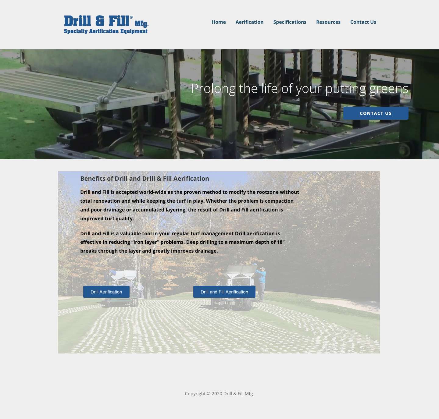 Drill & Fill Mfg. – Specialty Aerification Equipment - Full Screenshot
