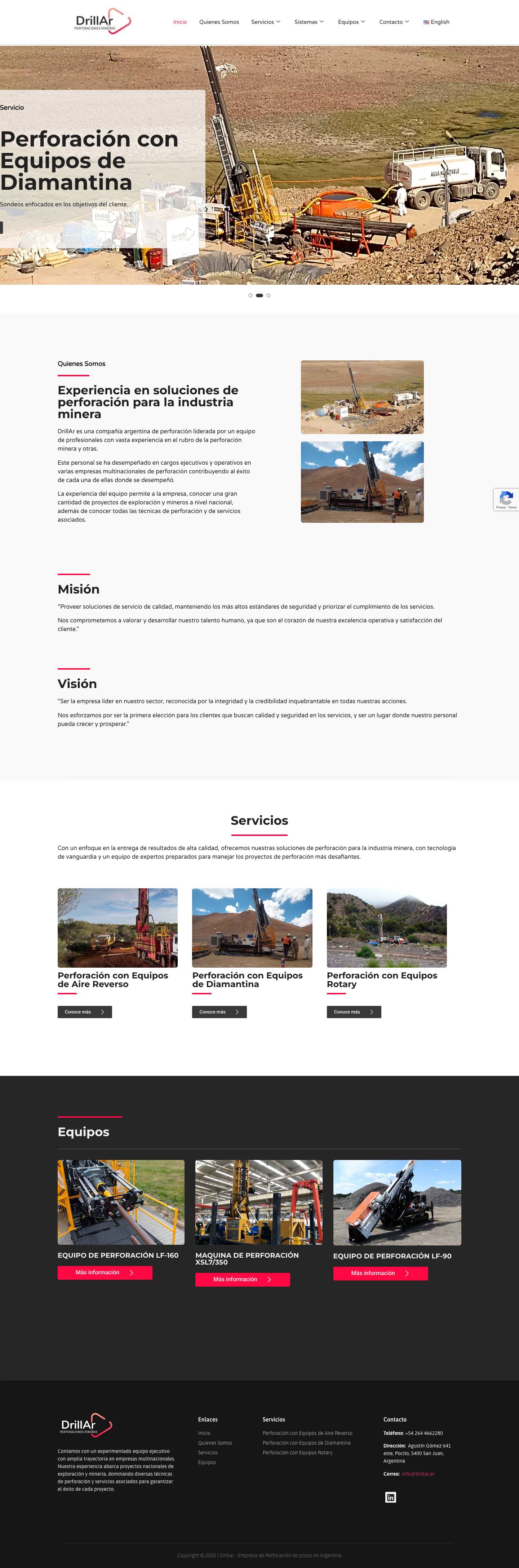 Soluciones de Perforación para la Industria Minera - Drillar - Empresa de Perforación de pozos en Argentina % - Full Screenshot