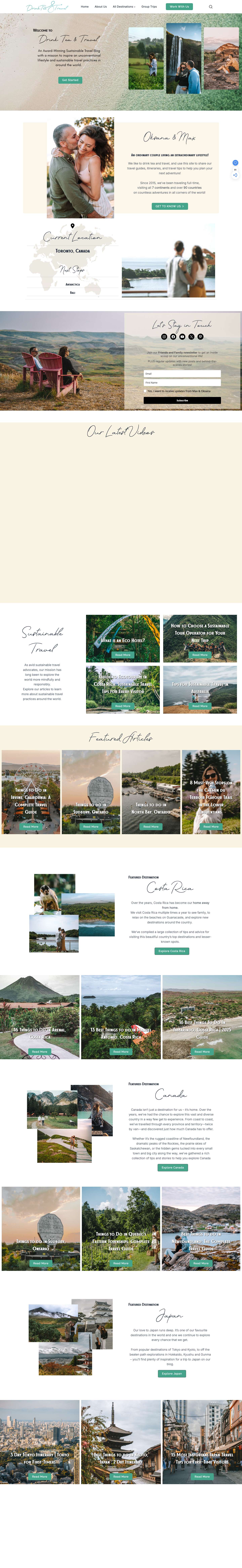 Drink Tea & Travel - Award-Winning Sustainable Travel Blog - Full Screenshot