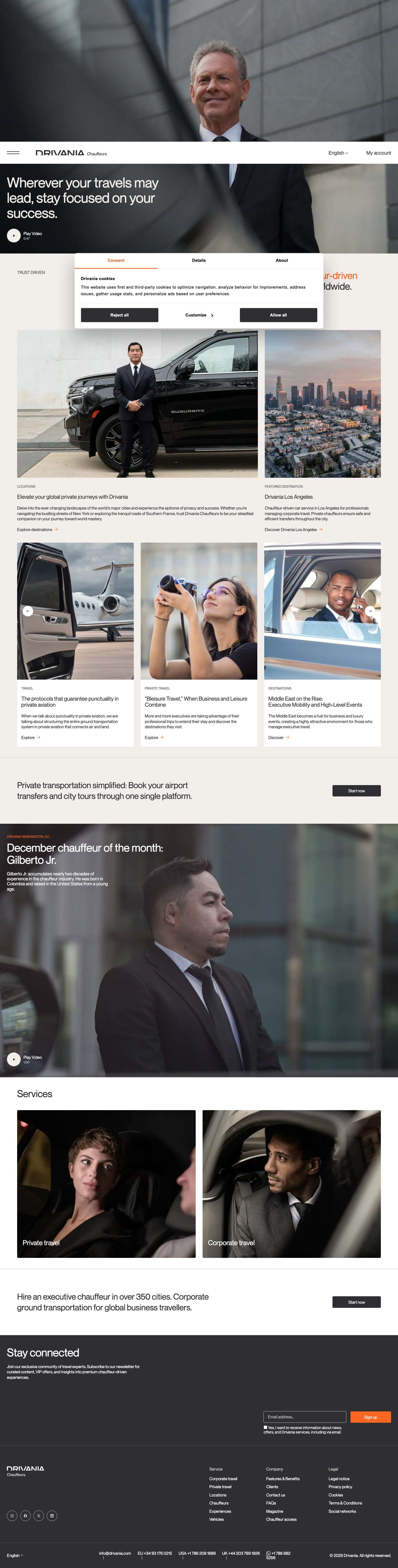 Chauffeured transportation worldwideDrivania Chauffeurs - Full Screenshot